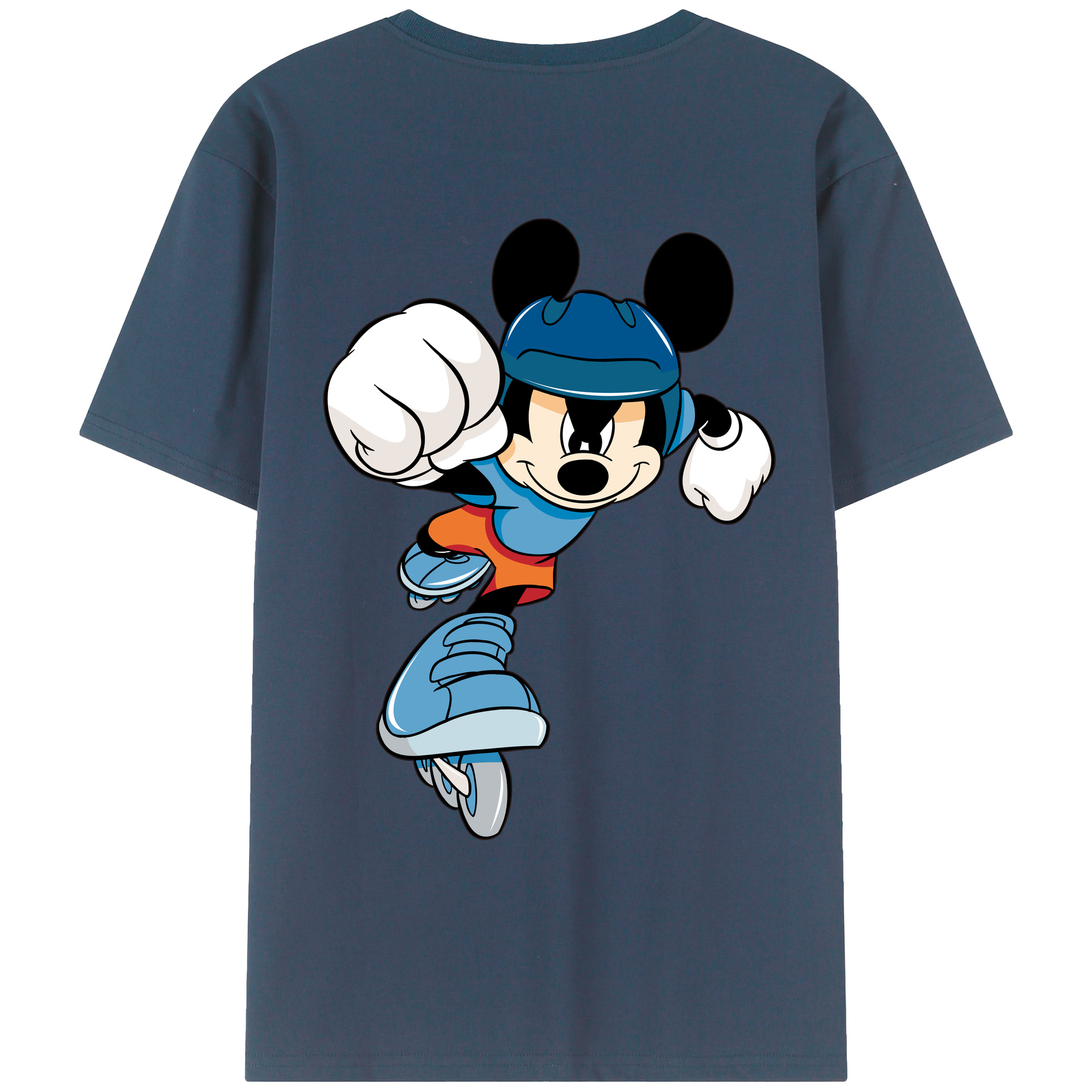 ミッキーマウス Mickey Mouse 綿100％ メンズ半袖Tシャツ（バックプリント） 通気性