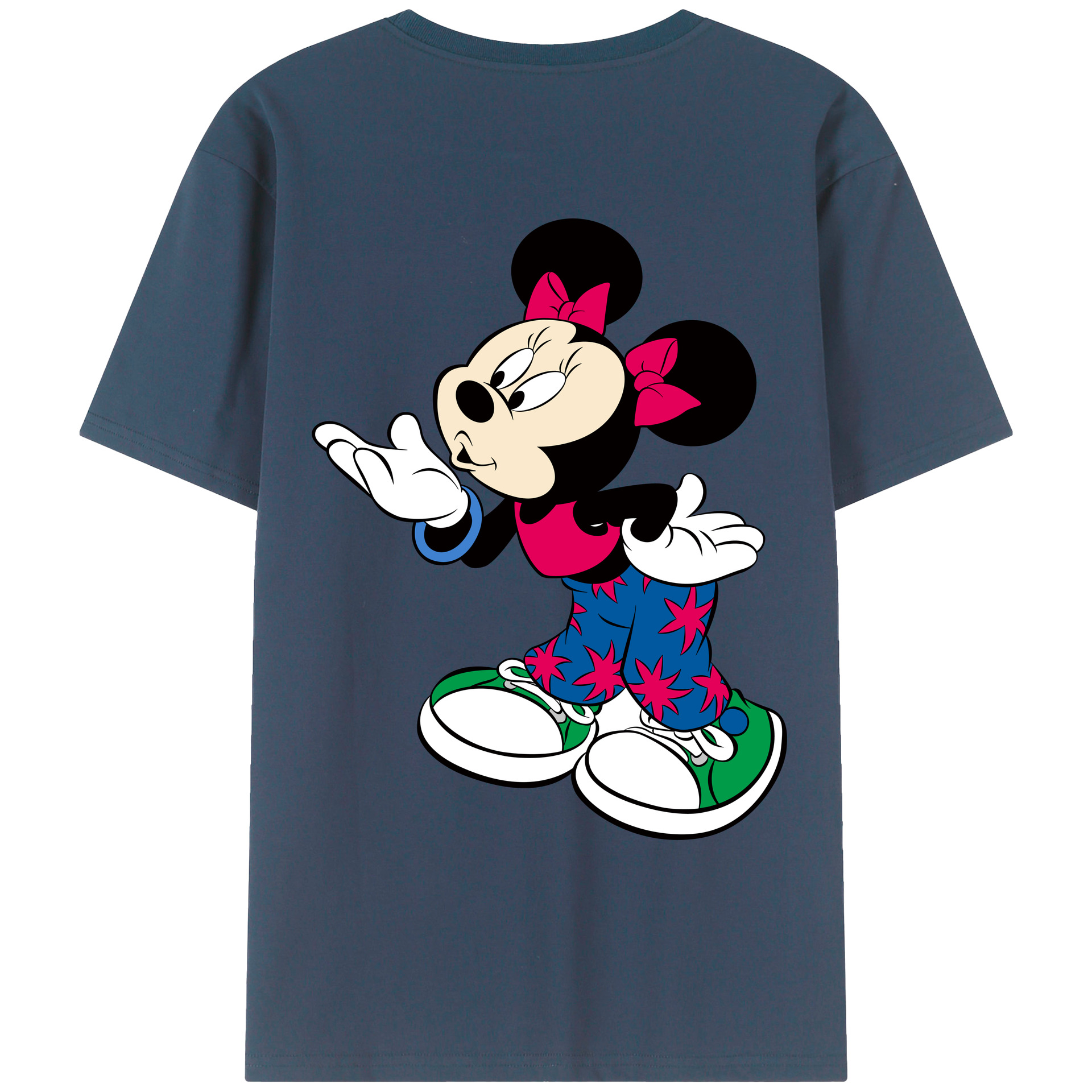 ミッキーマウス Mickey Mouse 綿100％ メンズ半袖Tシャツ（バックプリント） 通気性
