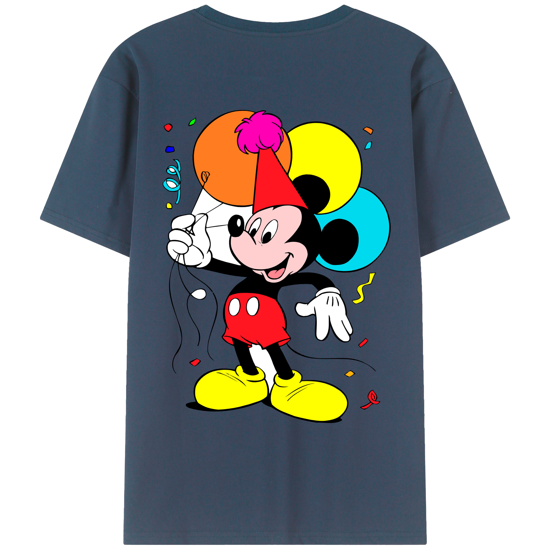 ミッキーマウス Mickey Mouse 綿100％ メンズ半袖Tシャツ（バックプリント） 通気性