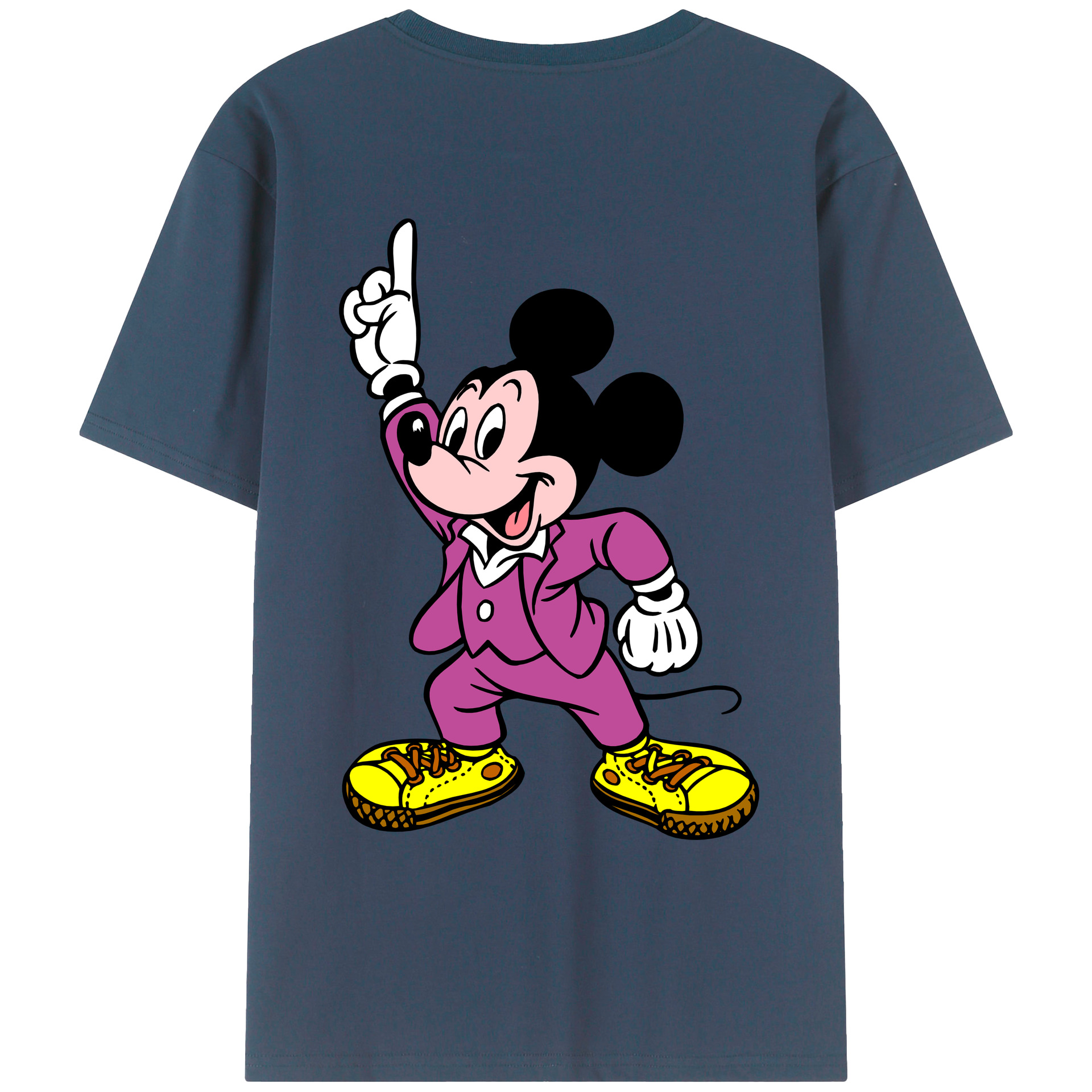 （画像用） ミッキーマウス Mickey Mouse 綿100％ メンズ半袖Tシャツ（バックプリント） 通気性