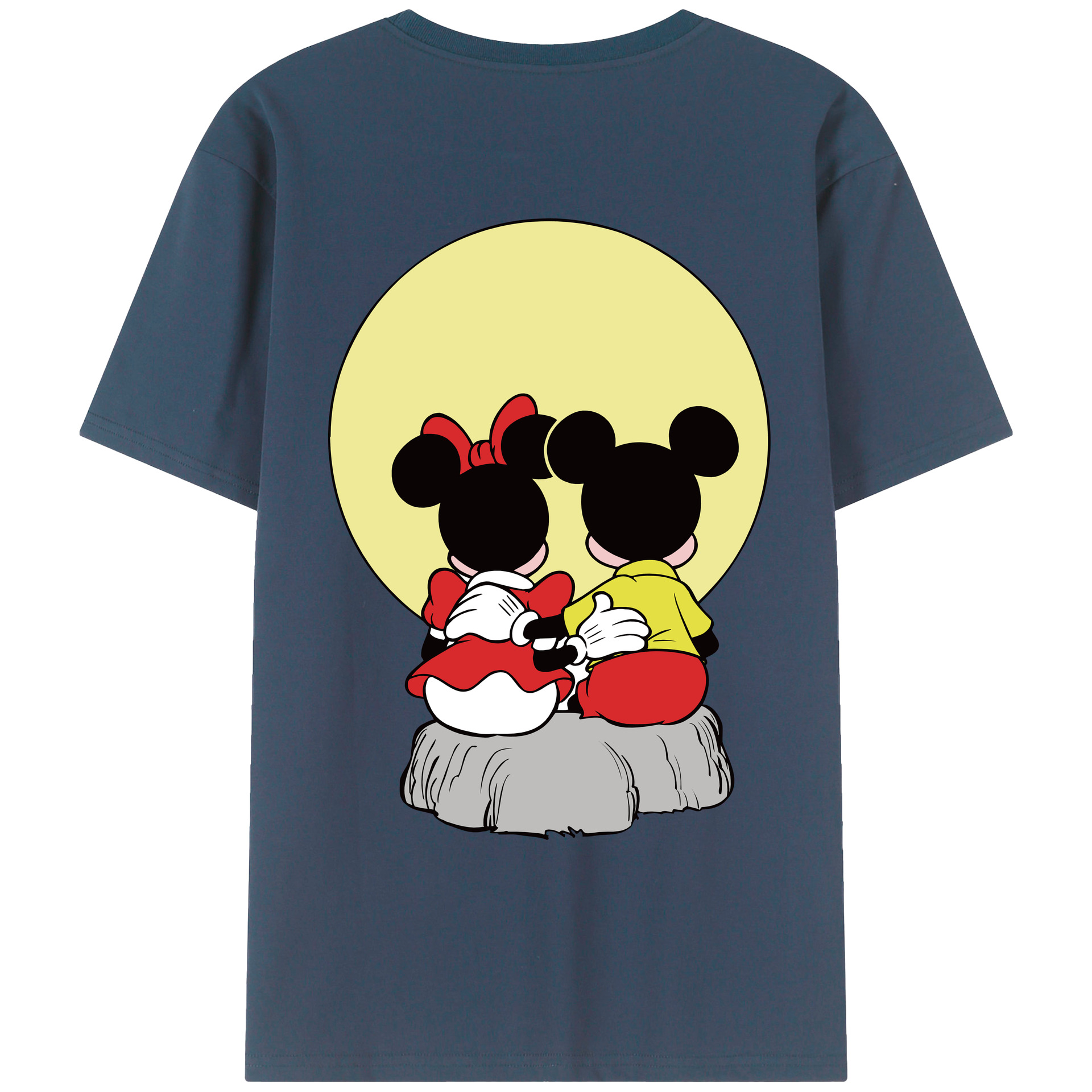ミッキーマウス Mickey Mouse 綿100％ メンズ半袖Tシャツ（バックプリント） 通気性