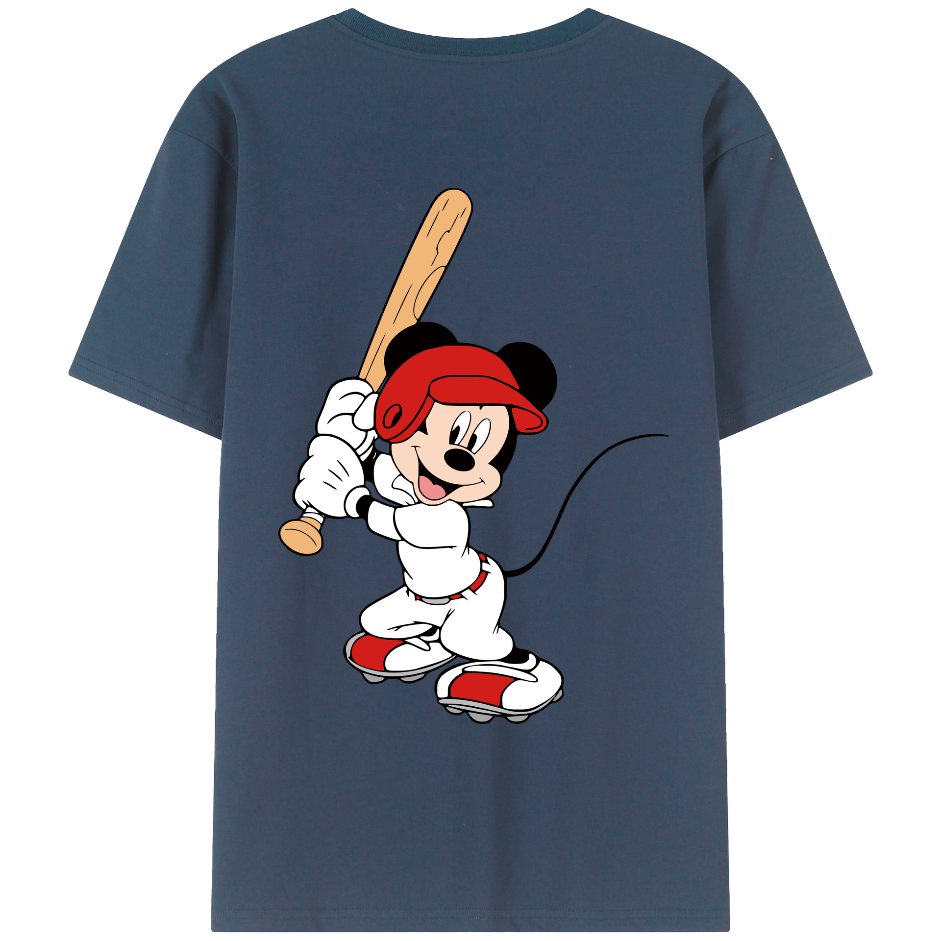 ミッキーマウス Mickey Mouse 綿100％ メンズ半袖Tシャツ（バックプリント） 通気性
