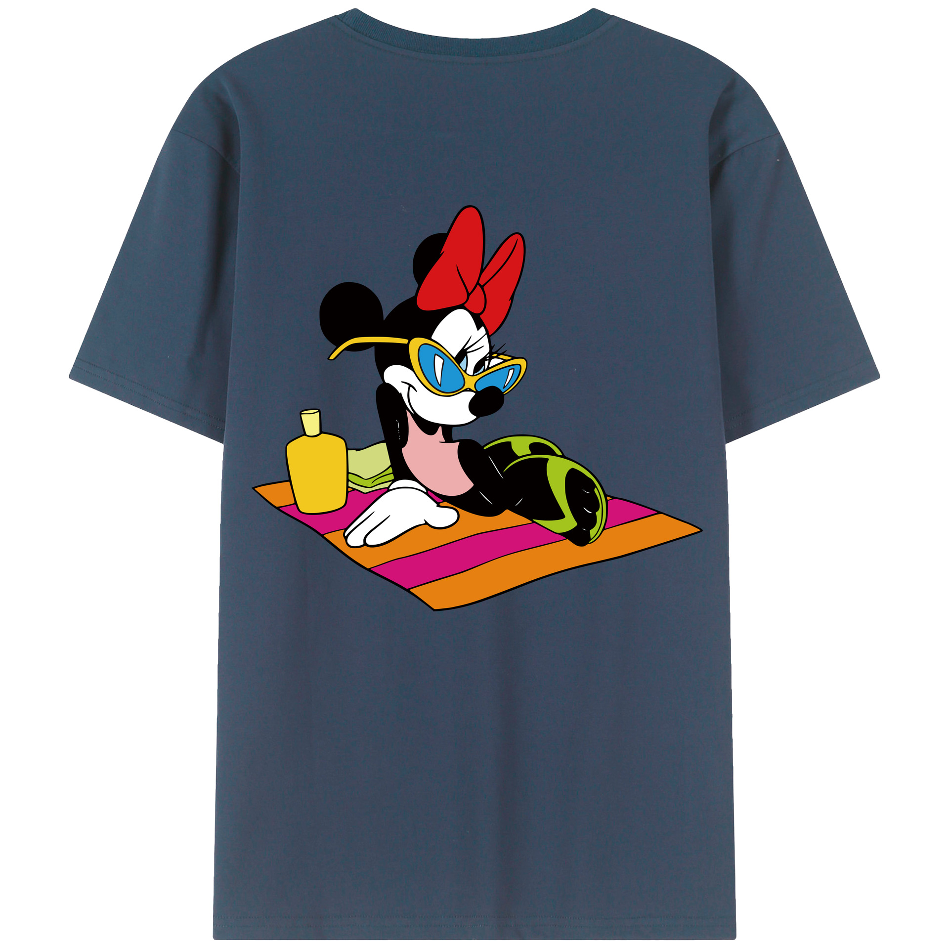ミッキーマウス Mickey Mouse 綿100％ メンズ半袖Tシャツ（バックプリント） 通気性