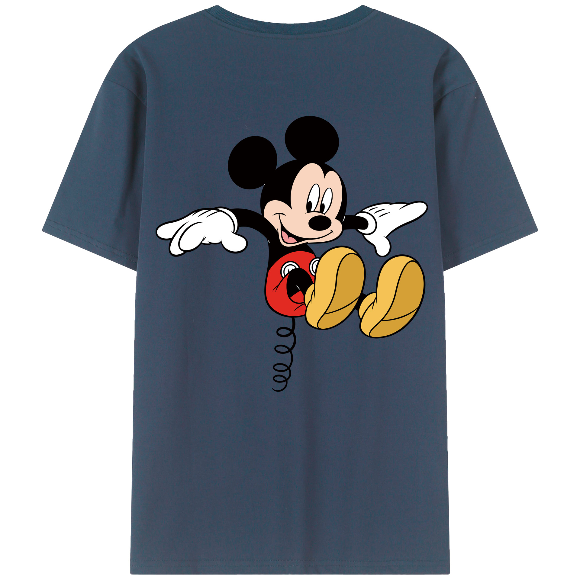 ミッキーマウス Mickey Mouse 綿100％ メンズ半袖Tシャツ（バックプリント） 通気性