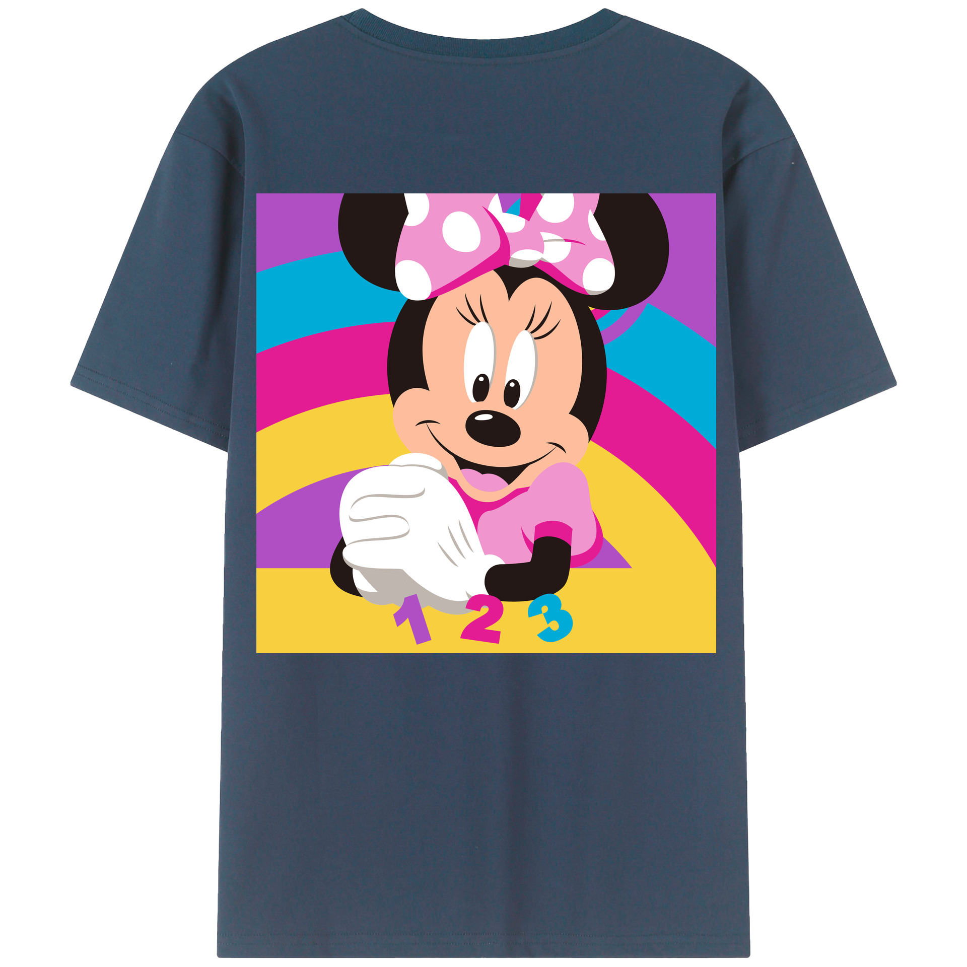 ミッキーマウス Mickey Mouse 綿100％ メンズ半袖Tシャツ（バックプリント） 通気性