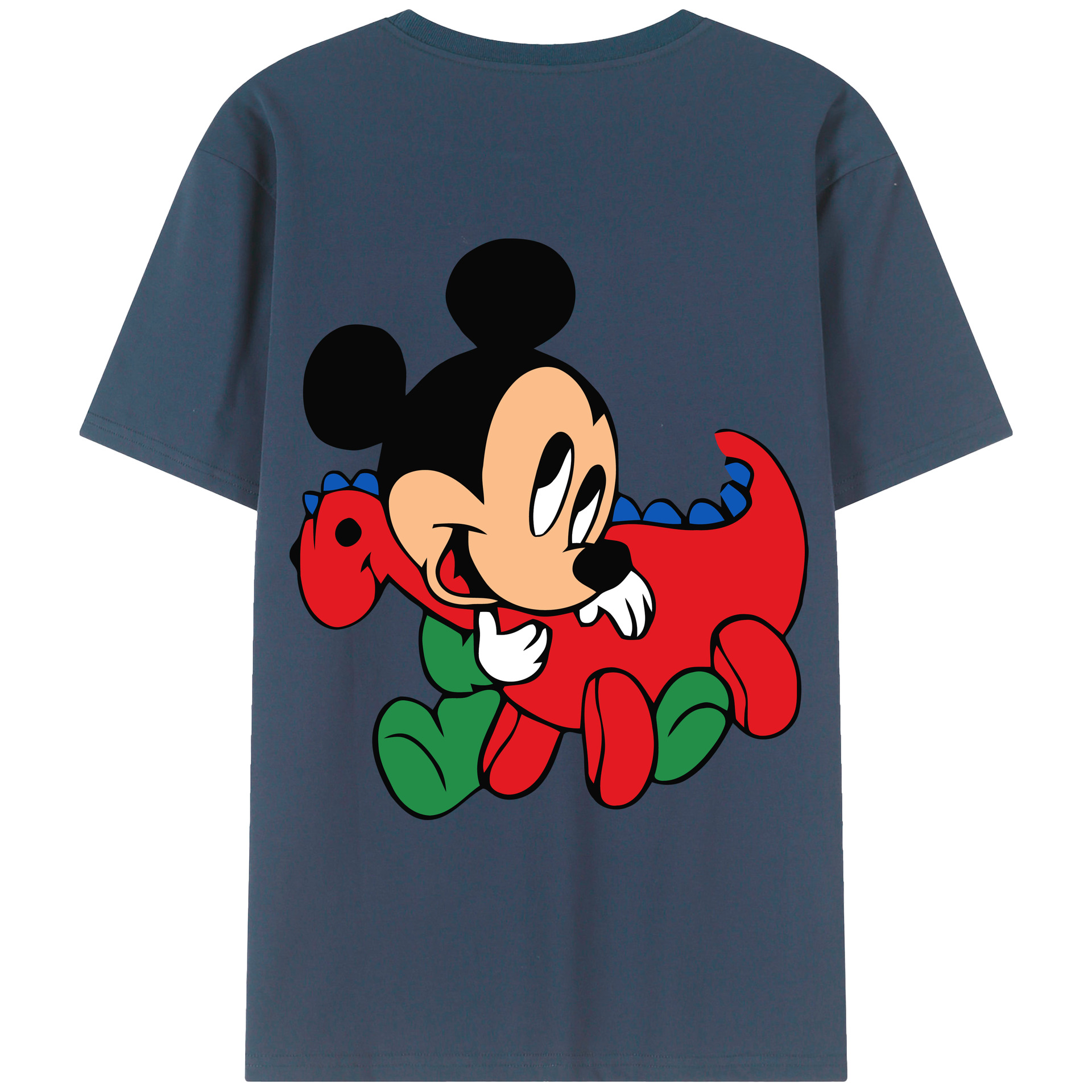 ミッキーマウス Mickey Mouse 綿100％ メンズ半袖Tシャツ（バックプリント） 通気性