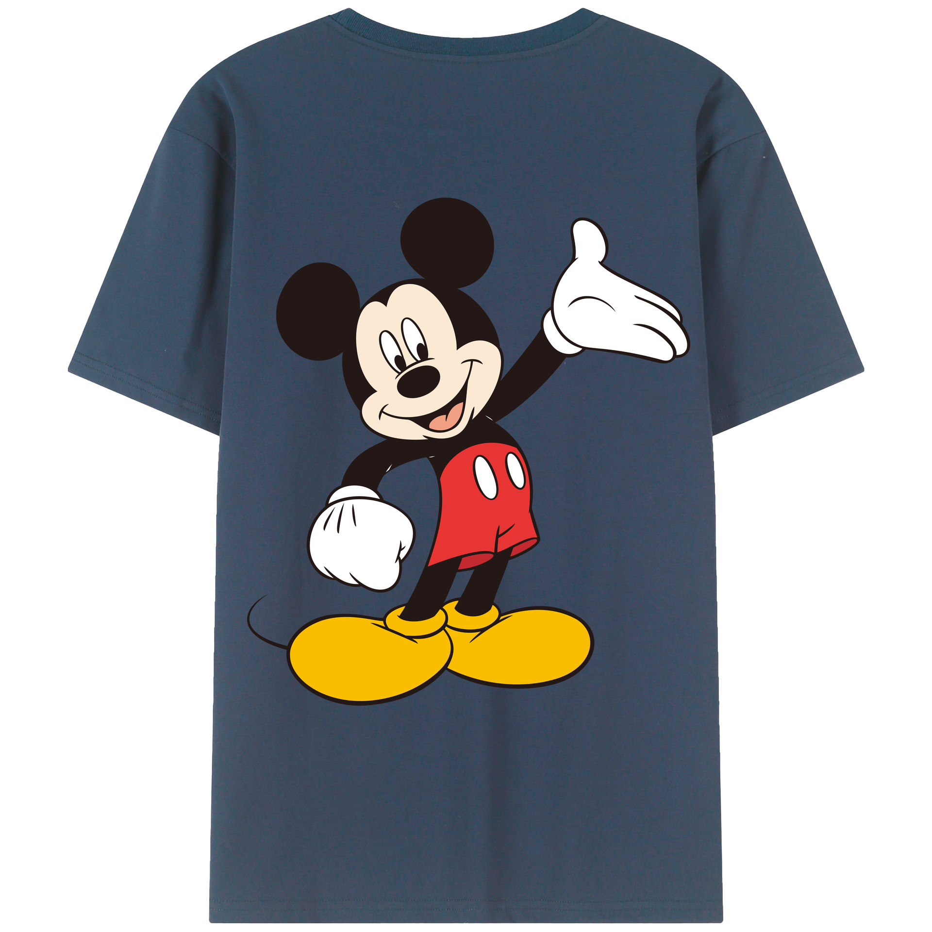 ミッキーマウス Mickey Mouse 綿100％ メンズ半袖Tシャツ（バックプリント） 通気性