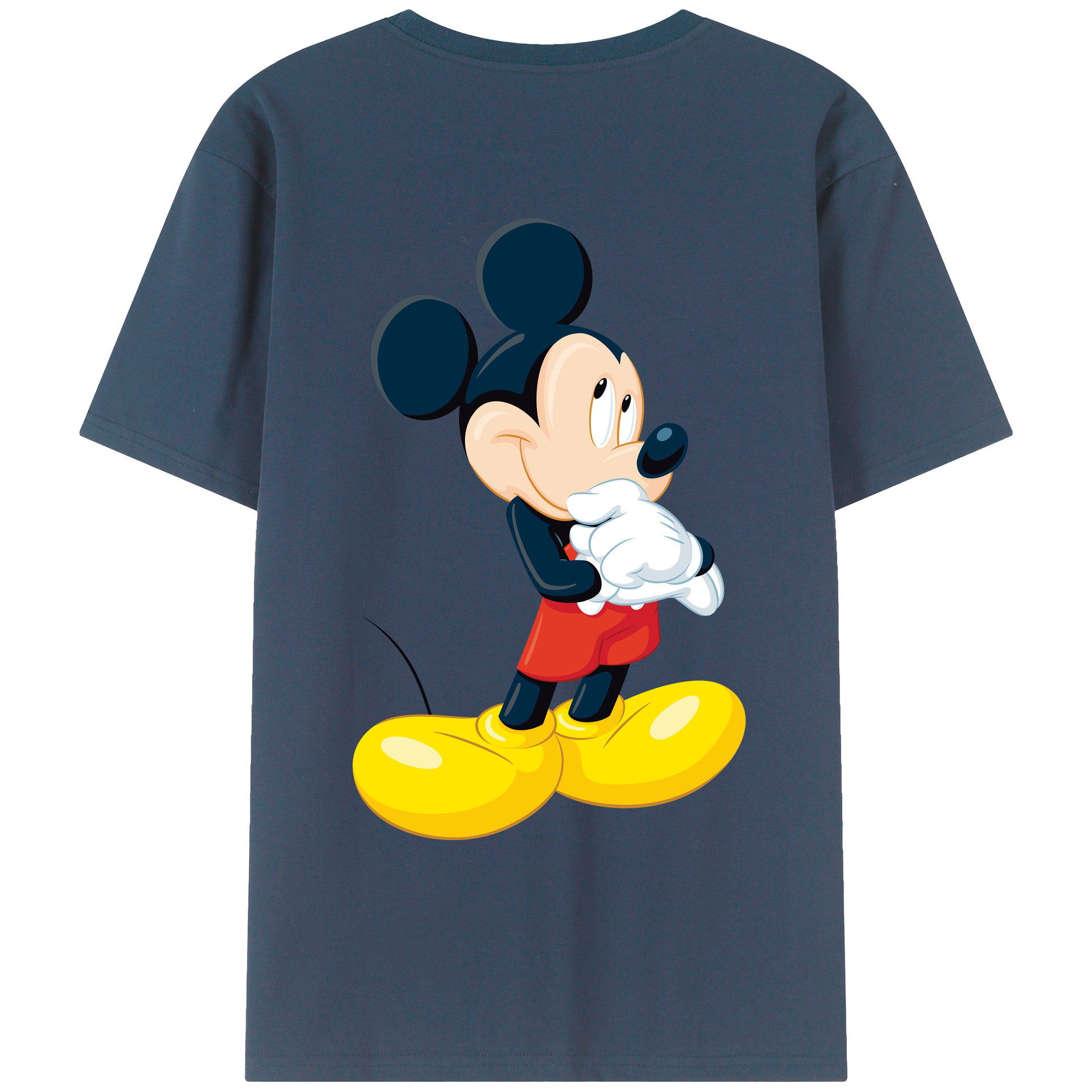 ミッキーマウス Mickey Mouse 綿100％ メンズ半袖Tシャツ（バックプリント） 通気性