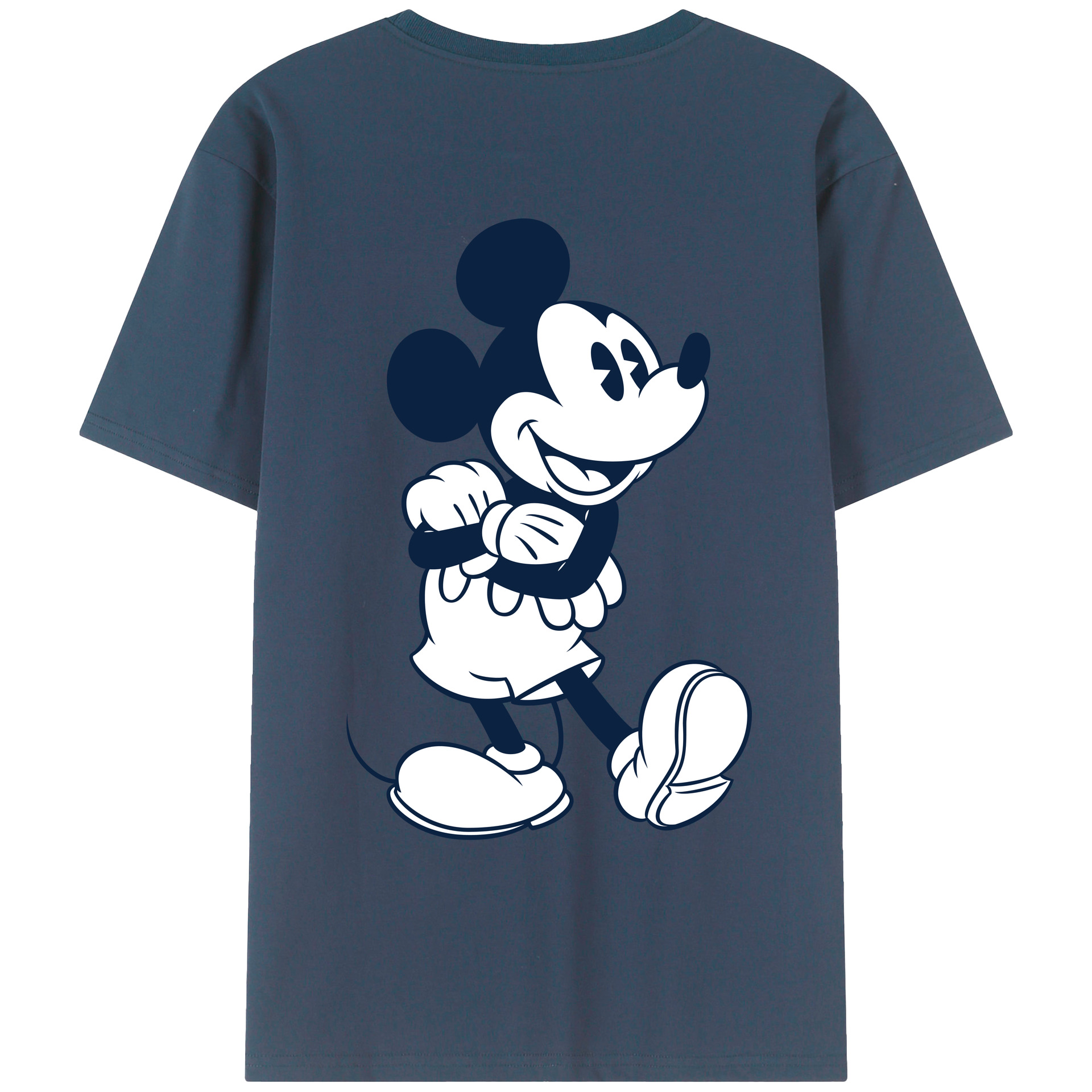 ミッキーマウス Mickey Mouse 綿100％ メンズ半袖Tシャツ（バックプリント） 通気性