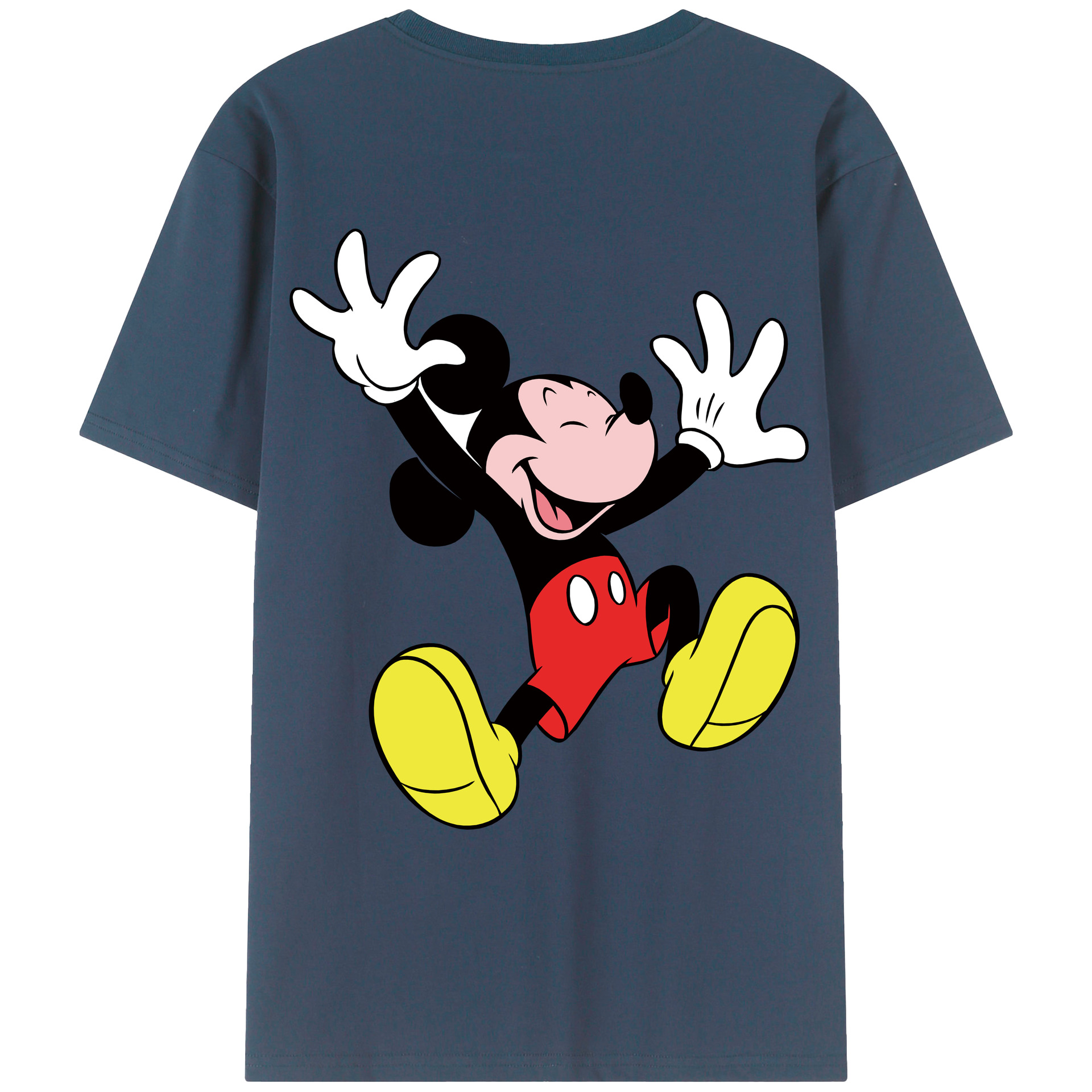 ミッキーマウス Mickey Mouse 綿100％ メンズ半袖Tシャツ（バックプリント） 通気性