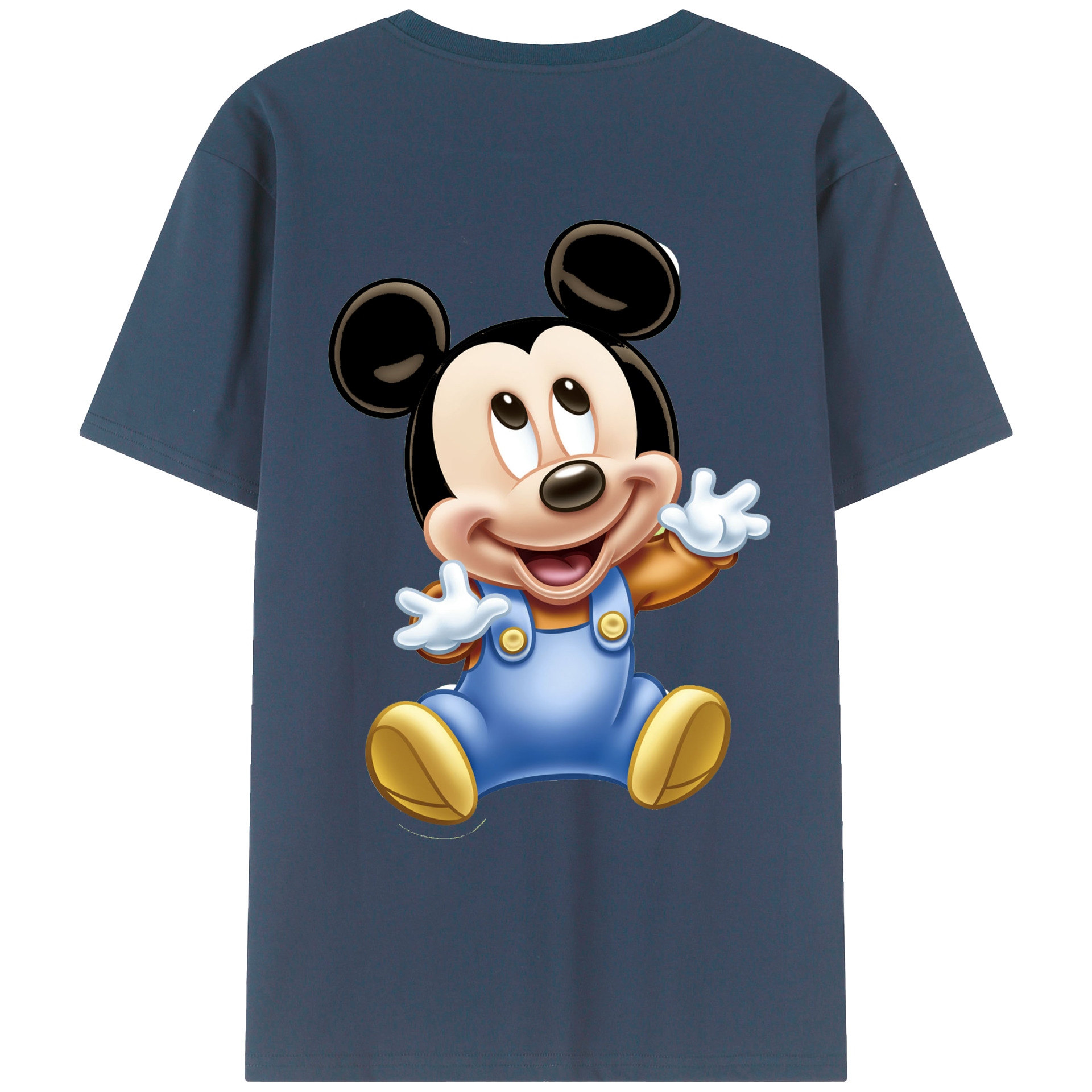ミッキーマウス Mickey Mouse 綿100％ メンズ半袖Tシャツ（バックプリント） 通気性