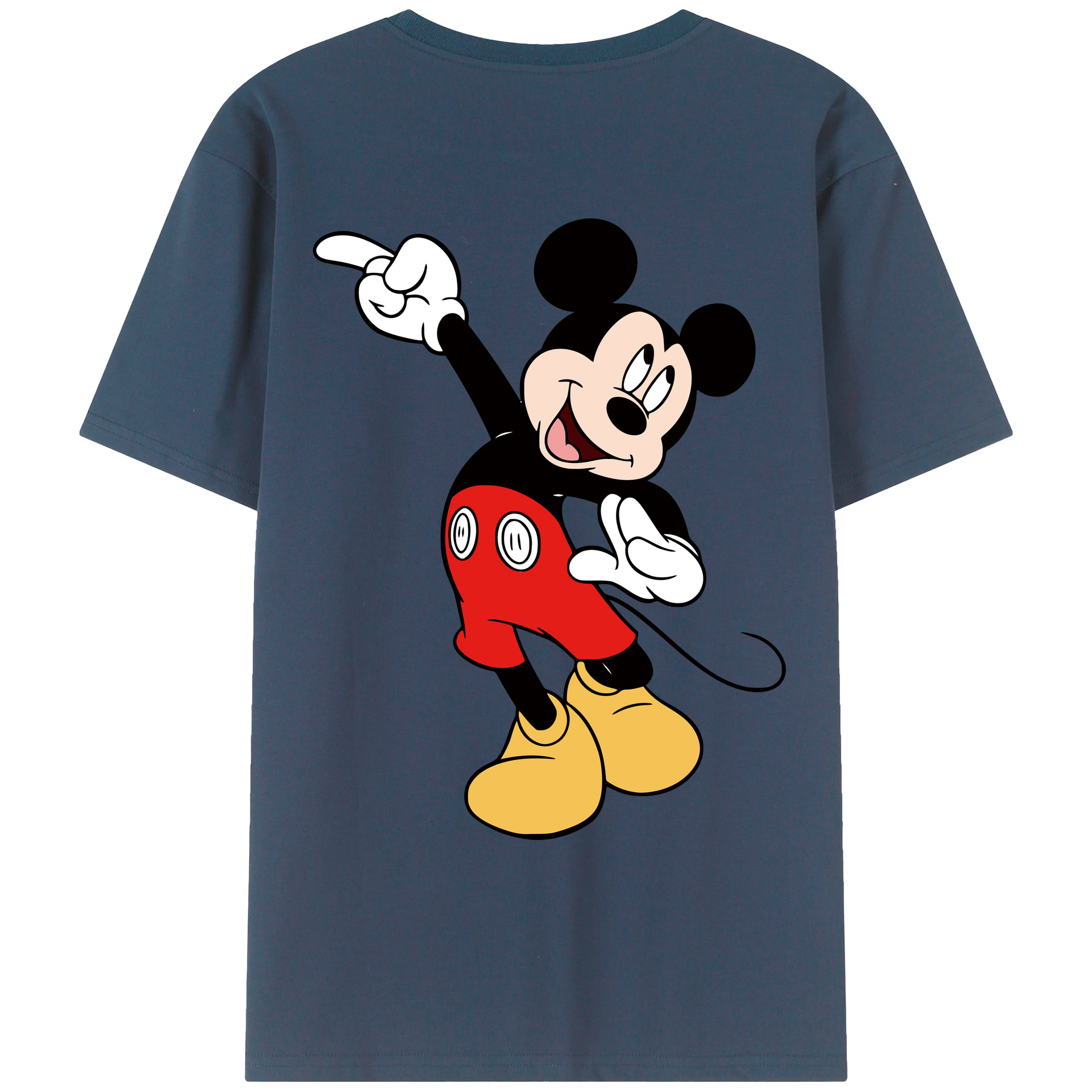 ミッキーマウス Mickey Mouse 綿100％ メンズ半袖Tシャツ（バックプリント） 通気性