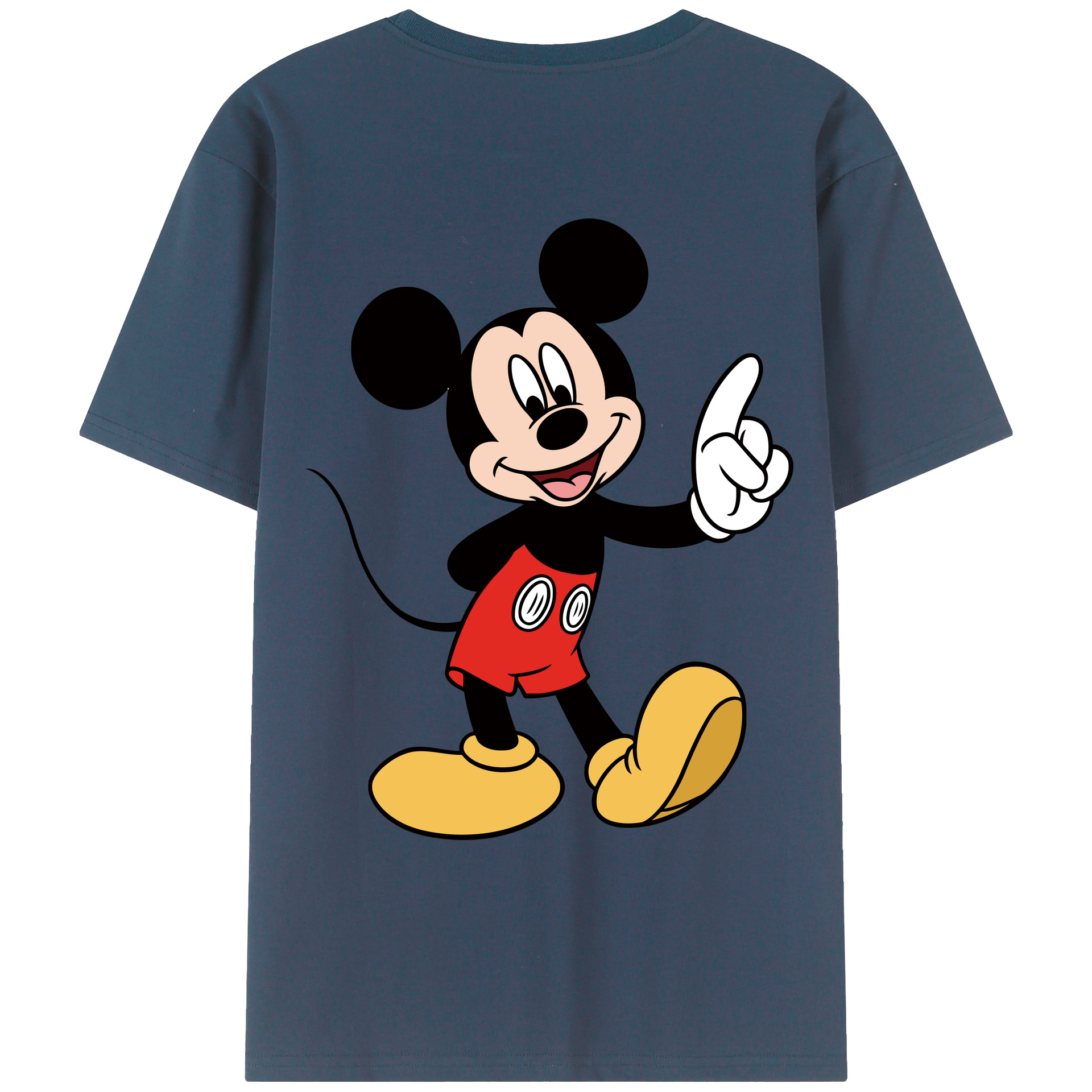 ミッキーマウス Mickey Mouse 綿100％ メンズ半袖Tシャツ（バックプリント） 通気性