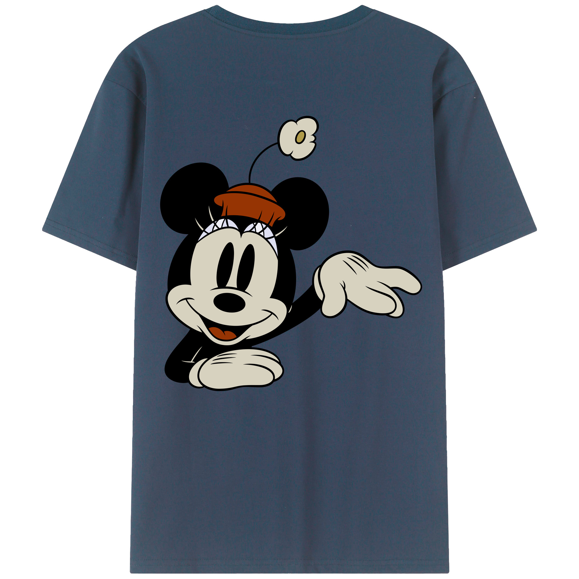 ミッキーマウス Mickey Mouse 綿100％ メンズ半袖Tシャツ（バックプリント） 通気性