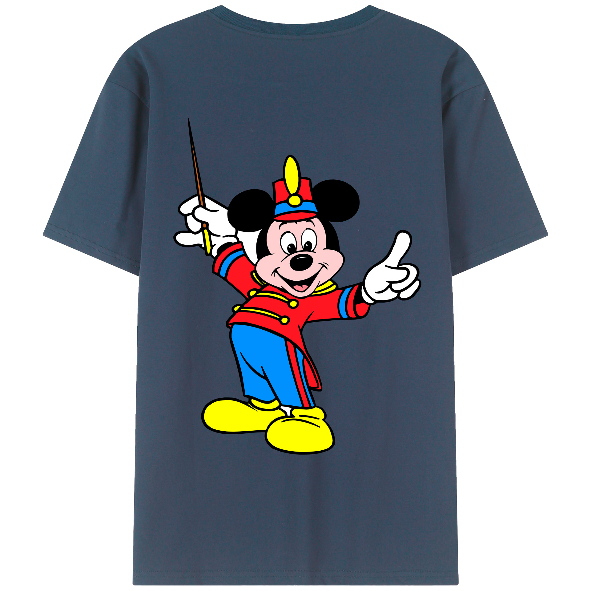 ミッキーマウス Mickey Mouse 綿100％ メンズ半袖Tシャツ（バックプリント） 通気性