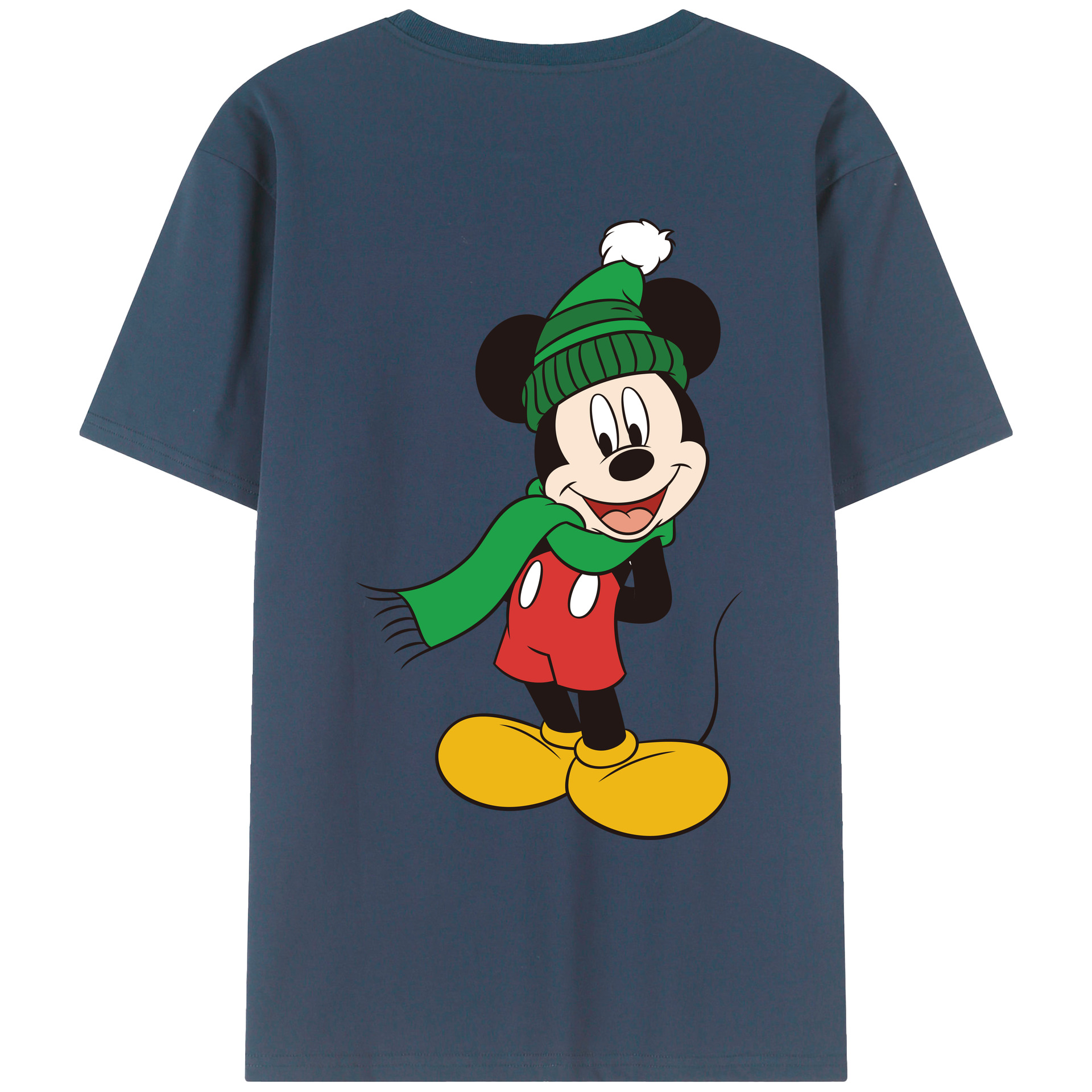 （画像用） ミッキーマウス Mickey Mouse 綿100％ メンズ半袖Tシャツ（バックプリント） 通気性