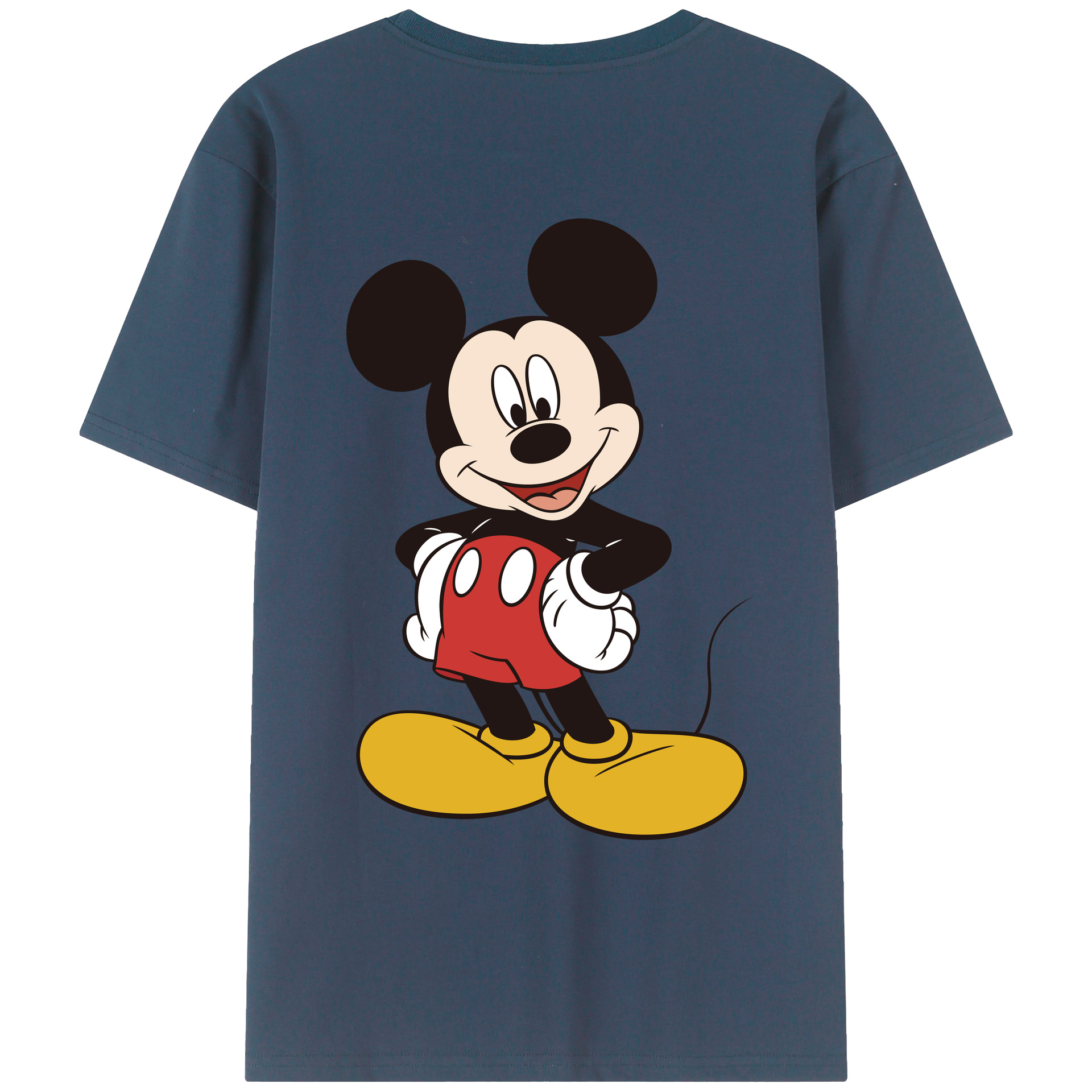 ミッキーマウス Mickey Mouse 綿100％ メンズ半袖Tシャツ（バックプリント） 通気性