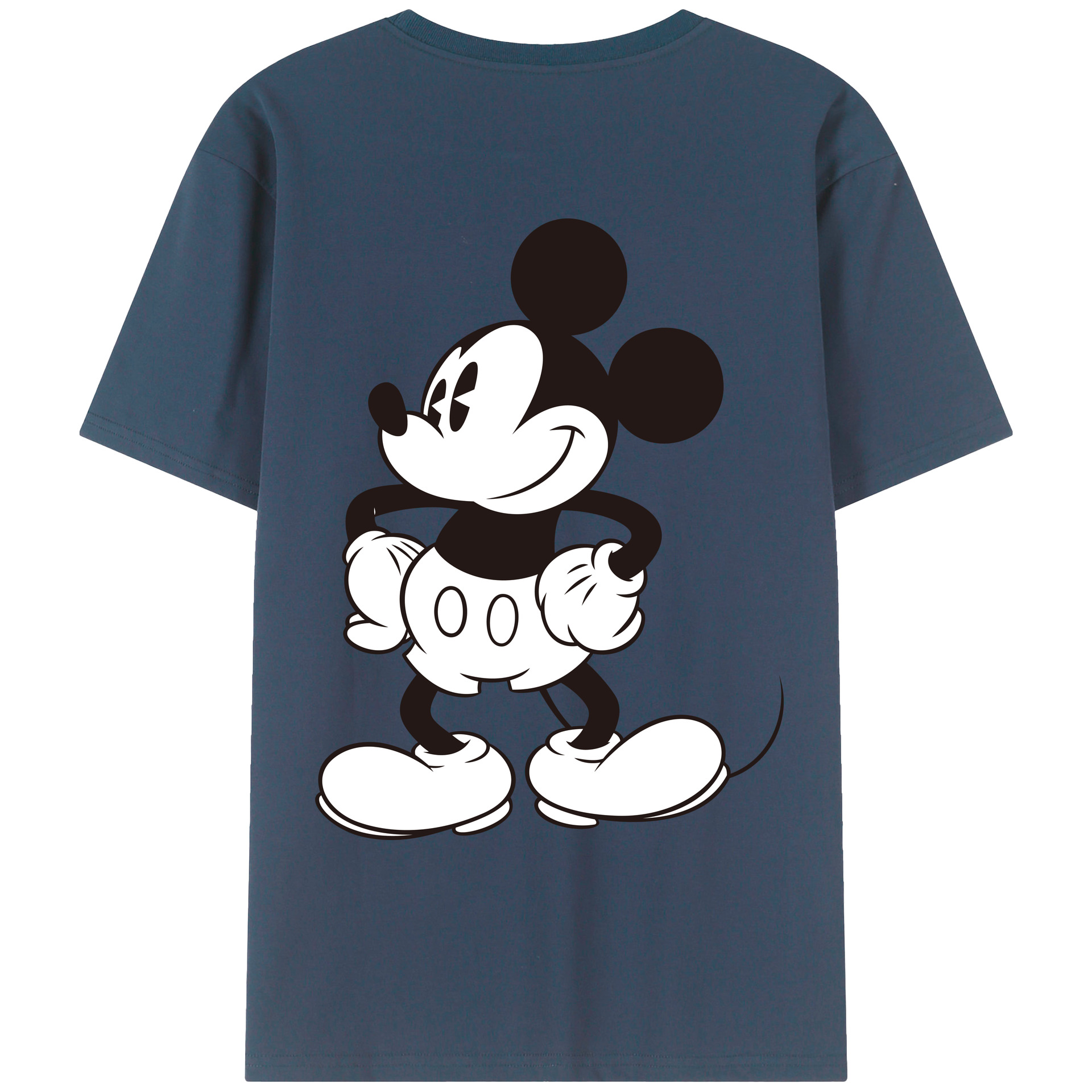 ミッキーマウス Mickey Mouse 綿100％ メンズ半袖Tシャツ（バックプリント） 通気性