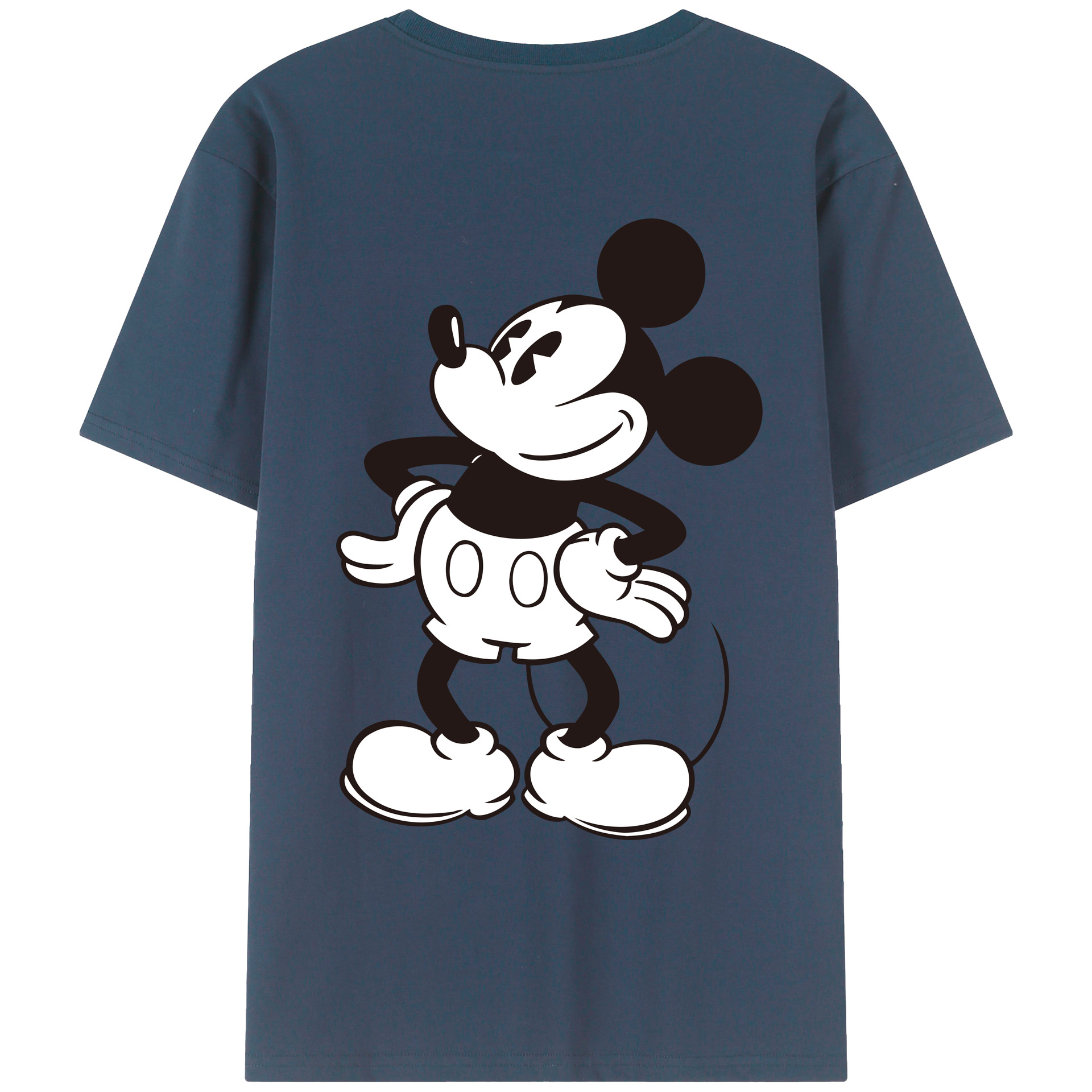 ミッキーマウス Mickey Mouse 綿100％ メンズ半袖Tシャツ（バックプリント） 通気性