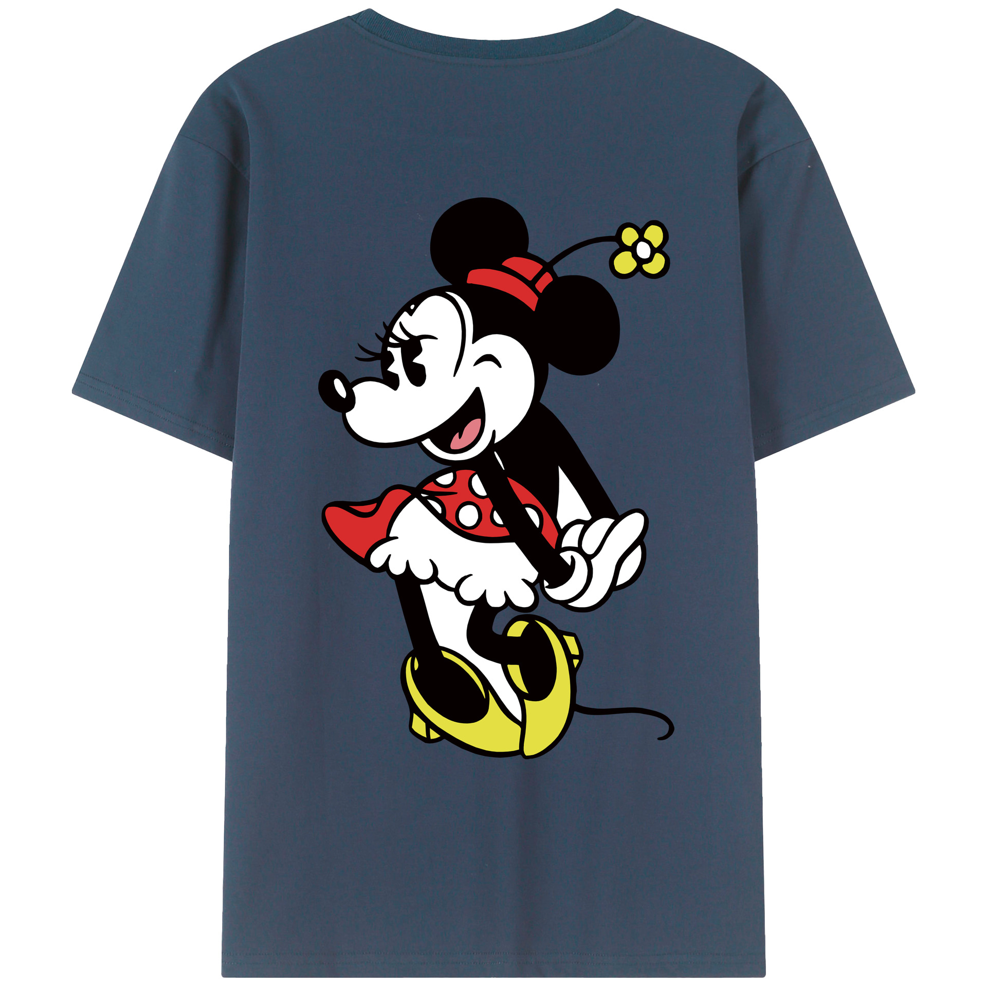 ミッキーマウス Mickey Mouse 綿100％ メンズ半袖Tシャツ（バックプリント） 通気性