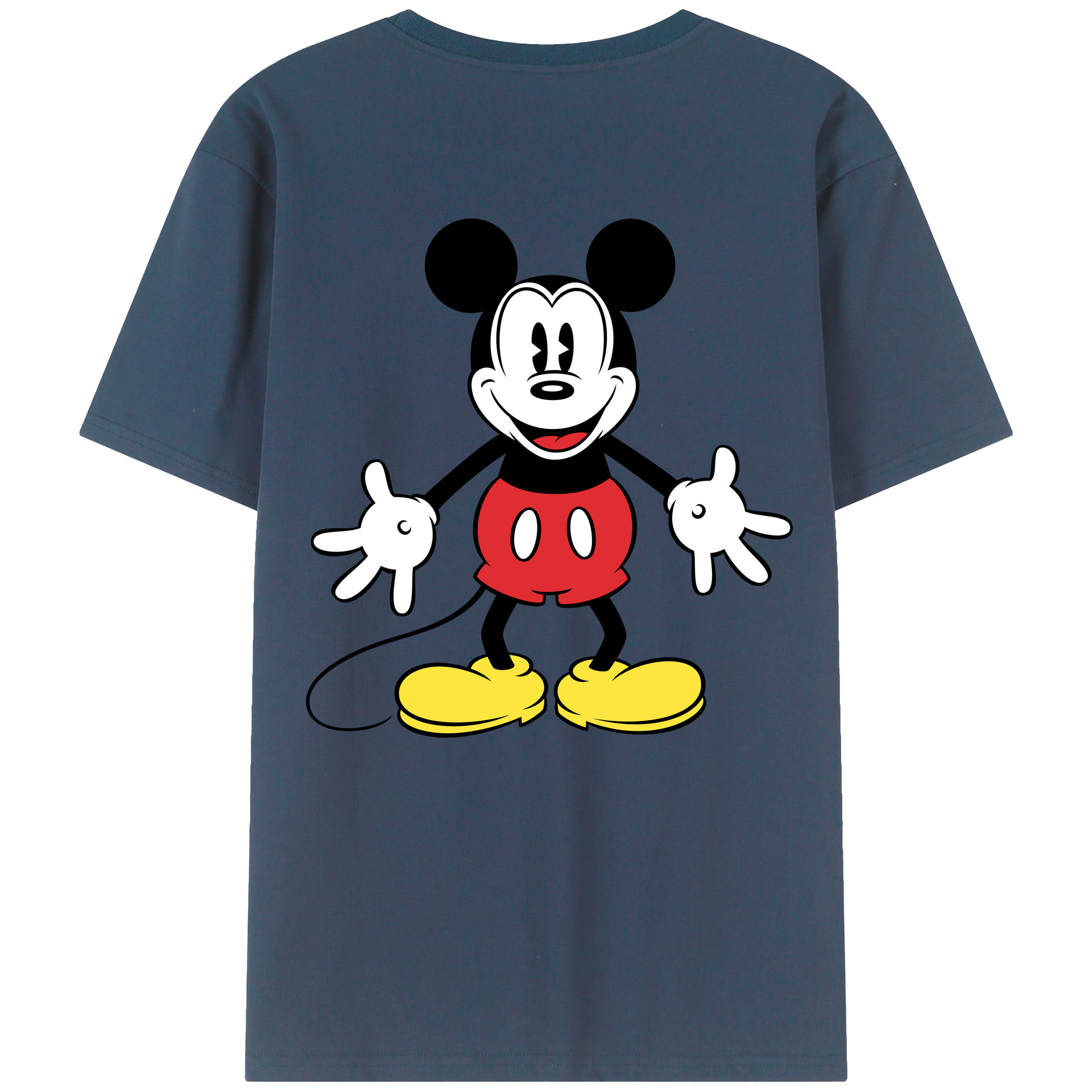 ミッキーマウス Mickey Mouse 綿100％ メンズ半袖Tシャツ（バックプリント） 通気性