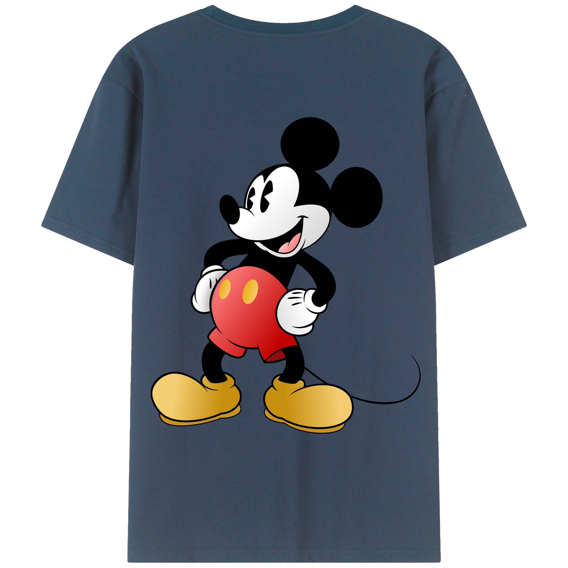 ミッキーマウス Mickey Mouse 綿100％ メンズ半袖Tシャツ（バックプリント） 通気性