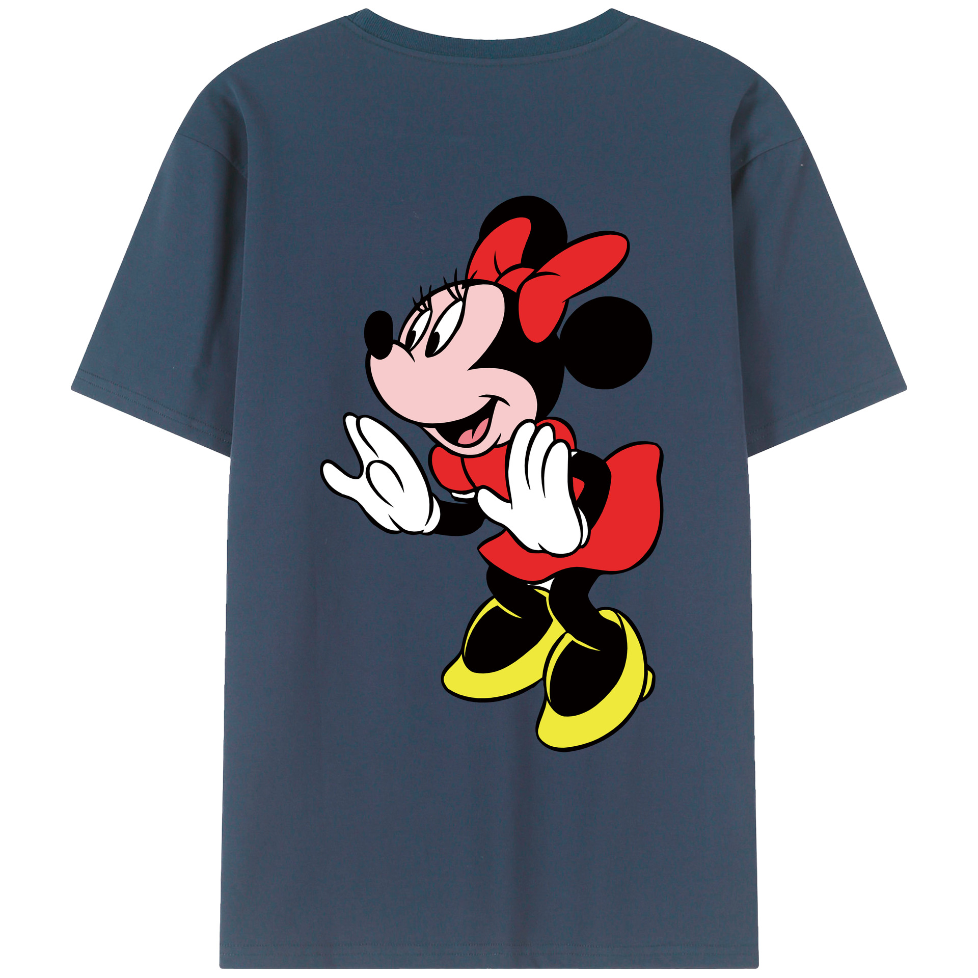 ミッキーマウス Mickey Mouse 綿100％ メンズ半袖Tシャツ（バックプリント） 通気性