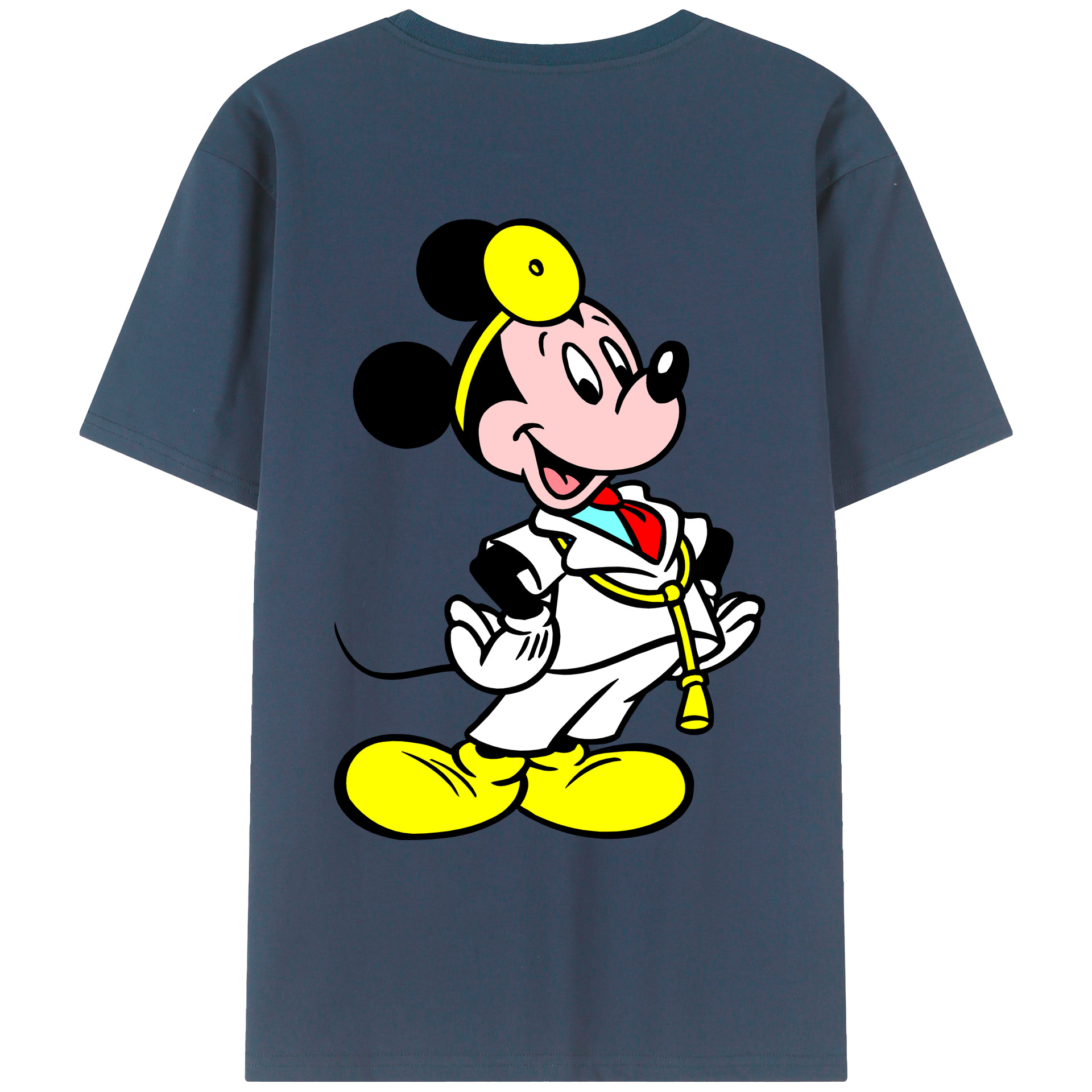 ミッキーマウス Mickey Mouse 綿100％ メンズ半袖Tシャツ（バックプリント） 通気性