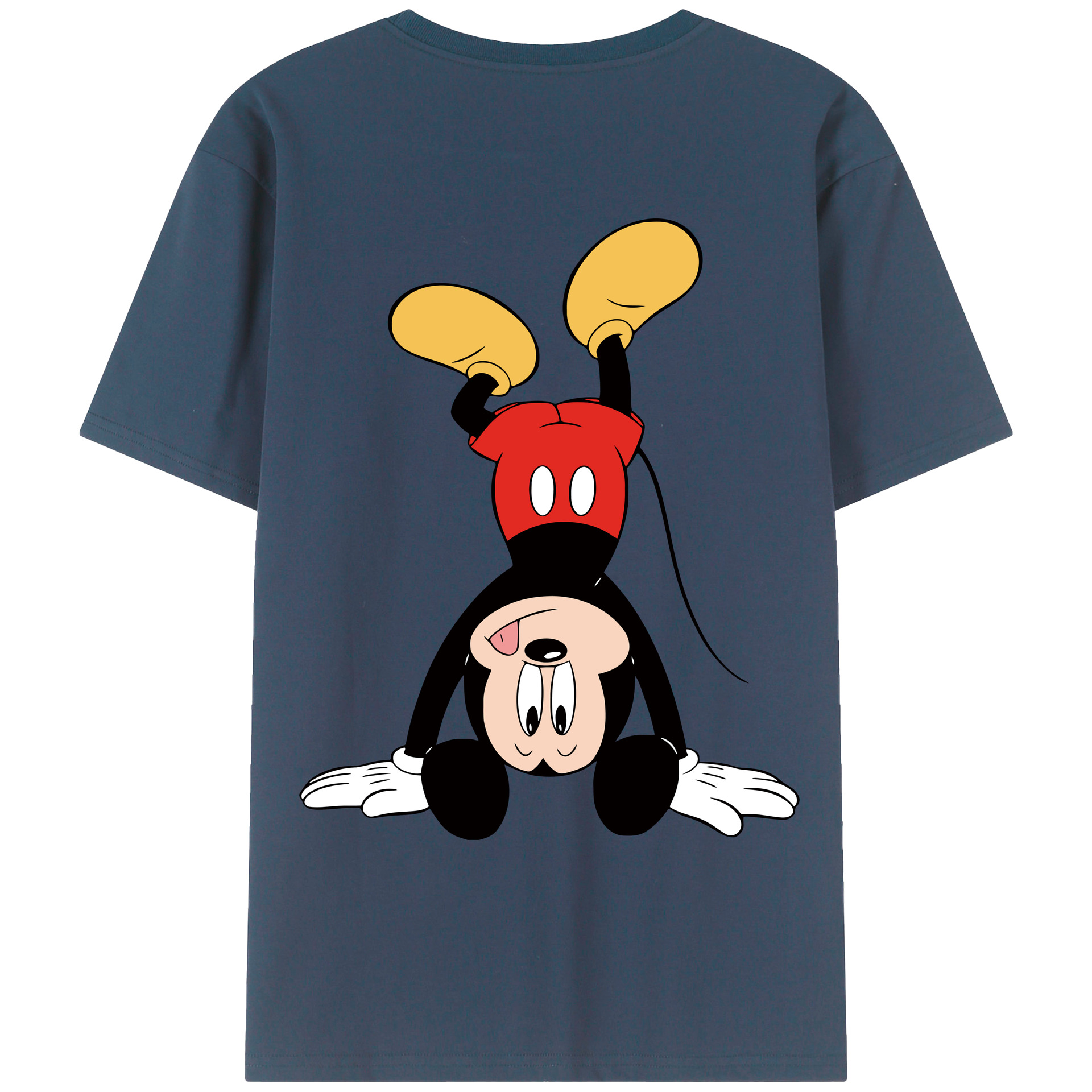 ミッキーマウス Mickey Mouse 綿100％ メンズ半袖Tシャツ（バックプリント） 通気性