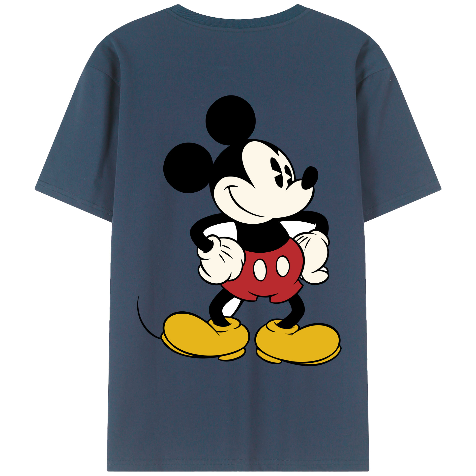 ミッキーマウス Mickey Mouse 綿100％ メンズ半袖Tシャツ（バックプリント） 通気性