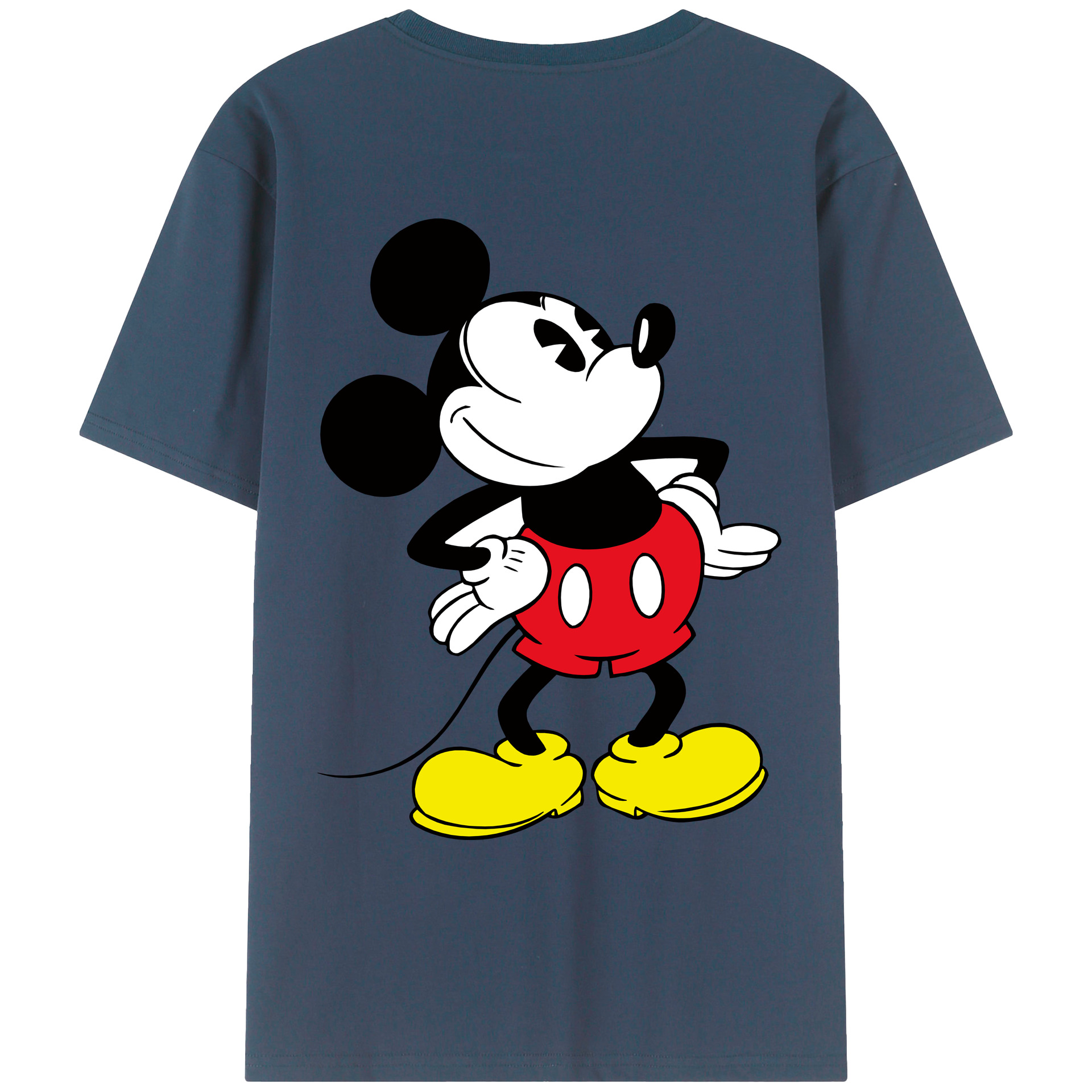 ミッキーマウス Mickey Mouse 綿100％ メンズ半袖Tシャツ（バックプリント） 通気性