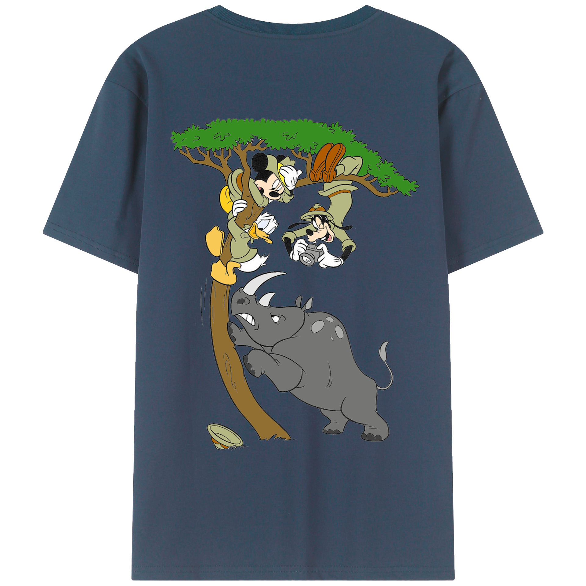 ミッキーマウス Mickey Mouse 綿100％ メンズ半袖Tシャツ（バックプリント） 通気性