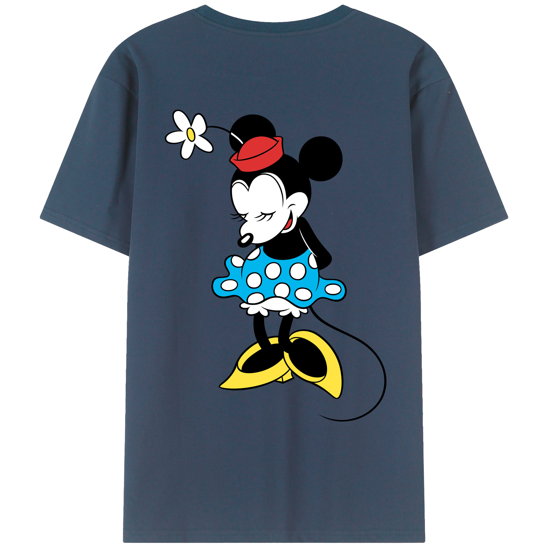 ミッキーマウス Mickey Mouse 綿100％ メンズ半袖Tシャツ（バックプリント） 通気性