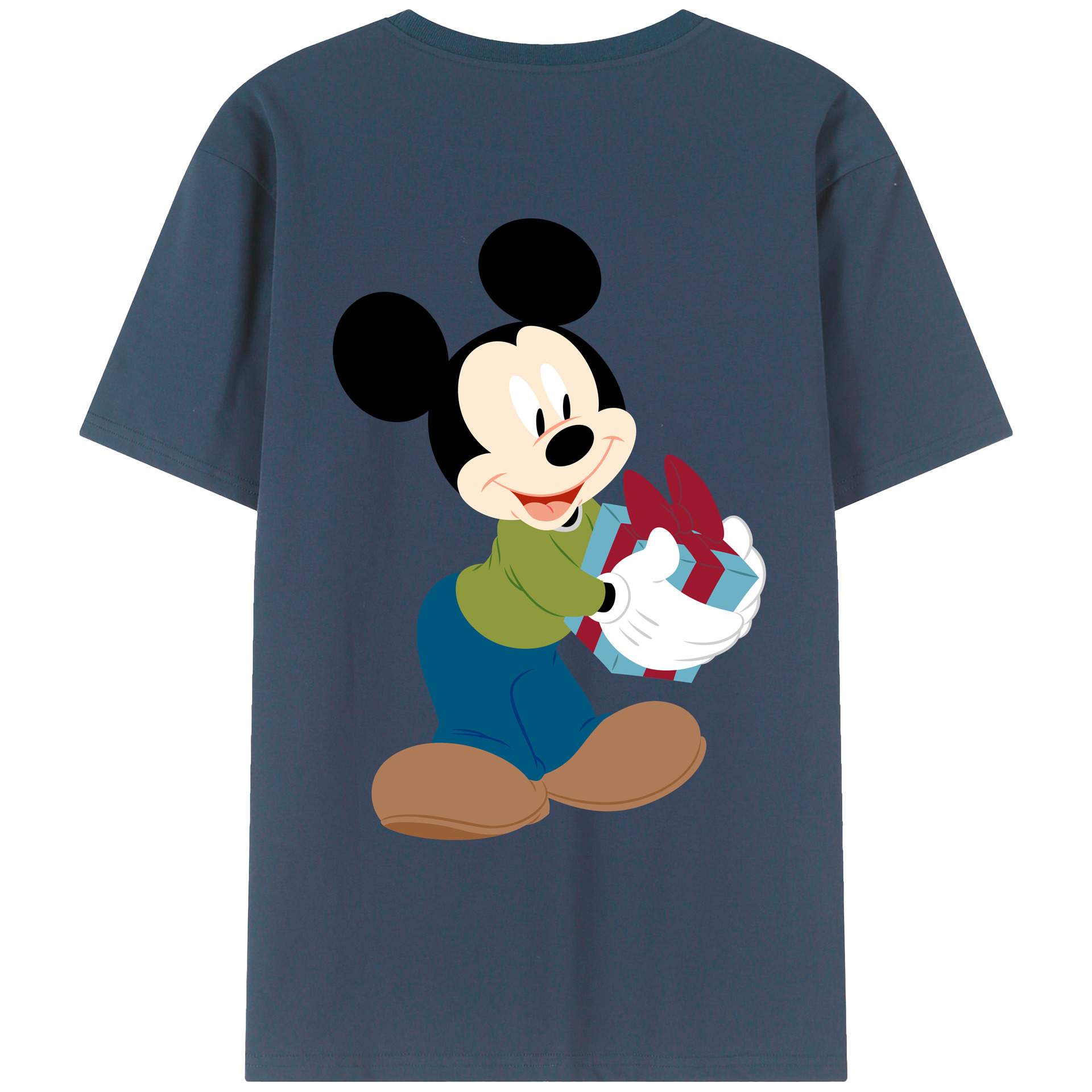 ミッキーマウス Mickey Mouse 綿100％ メンズ半袖Tシャツ（バックプリント） 通気性