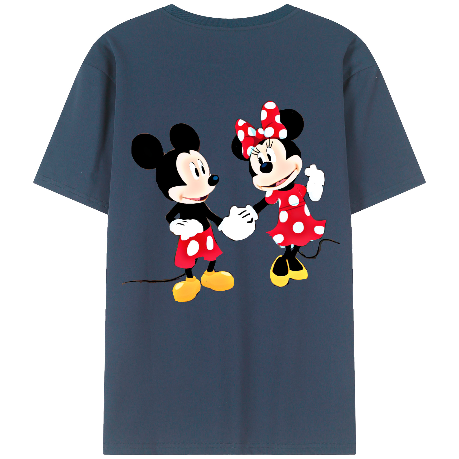 ミッキーマウス Mickey Mouse 綿100％ メンズ半袖Tシャツ（バックプリント） 通気性
