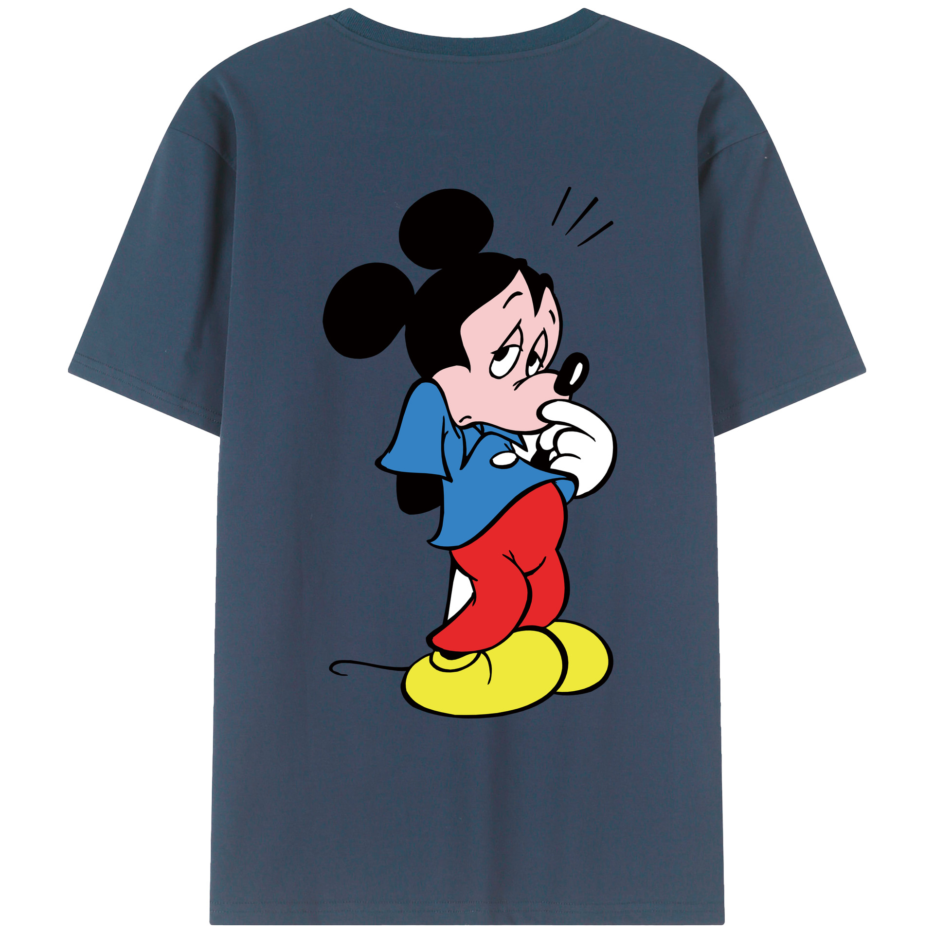ミッキーマウス Mickey Mouse 綿100％ メンズ半袖Tシャツ（バックプリント） 通気性