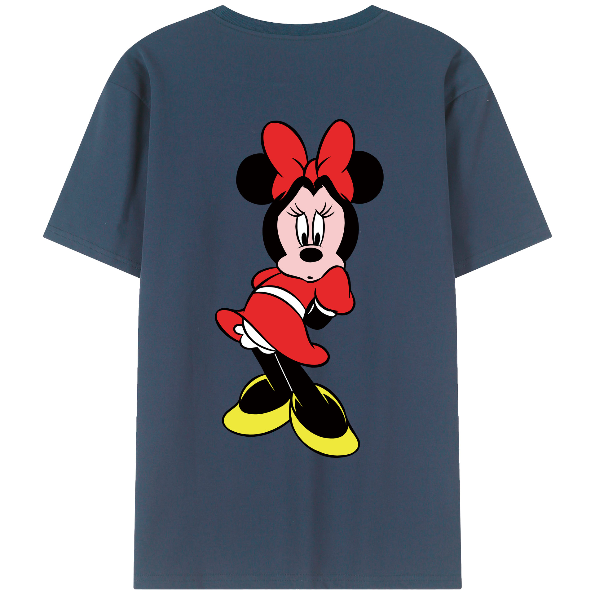 ミッキーマウス Mickey Mouse 綿100％ メンズ半袖Tシャツ（バックプリント） 通気性