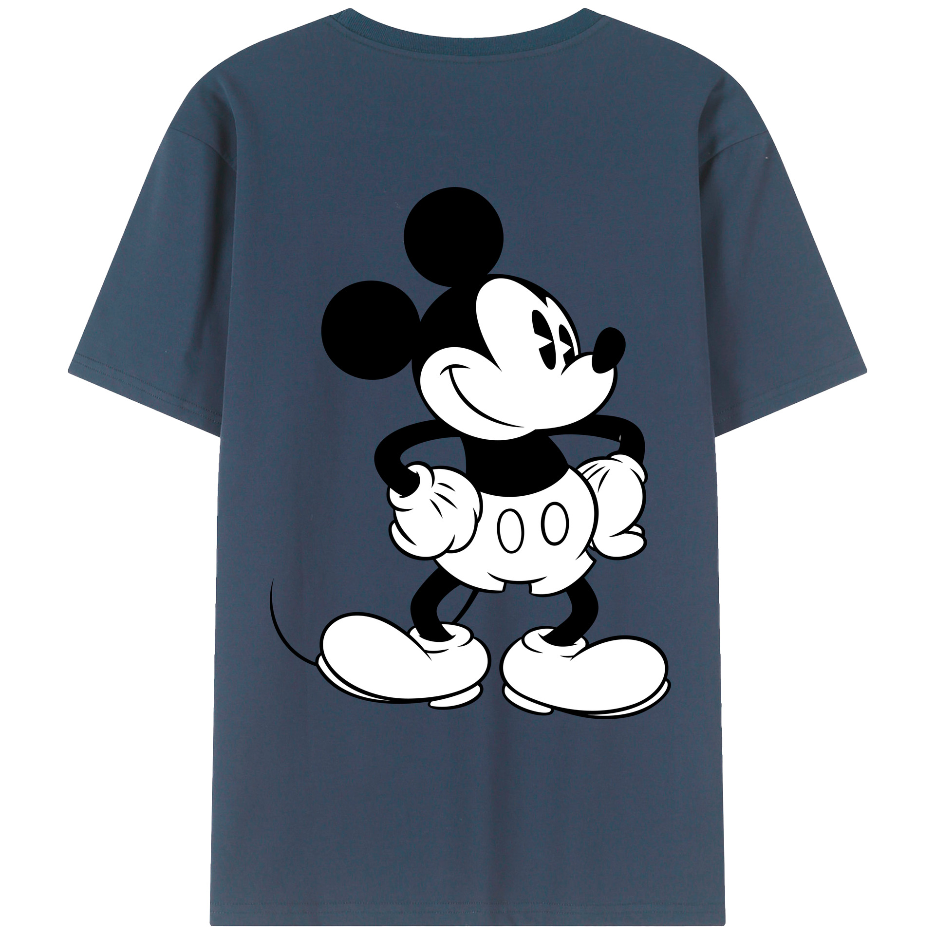 ミッキーマウス Mickey Mouse 綿100％ メンズ半袖Tシャツ（バックプリント） 通気性