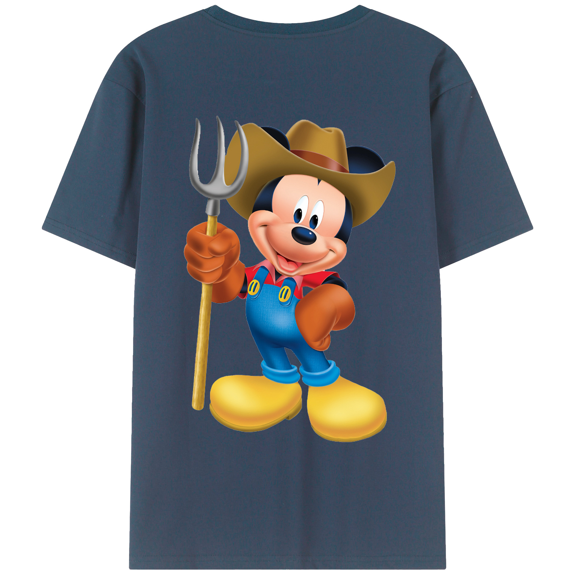 ミッキーマウス Mickey Mouse 綿100％ メンズ半袖Tシャツ（バックプリント） 通気性