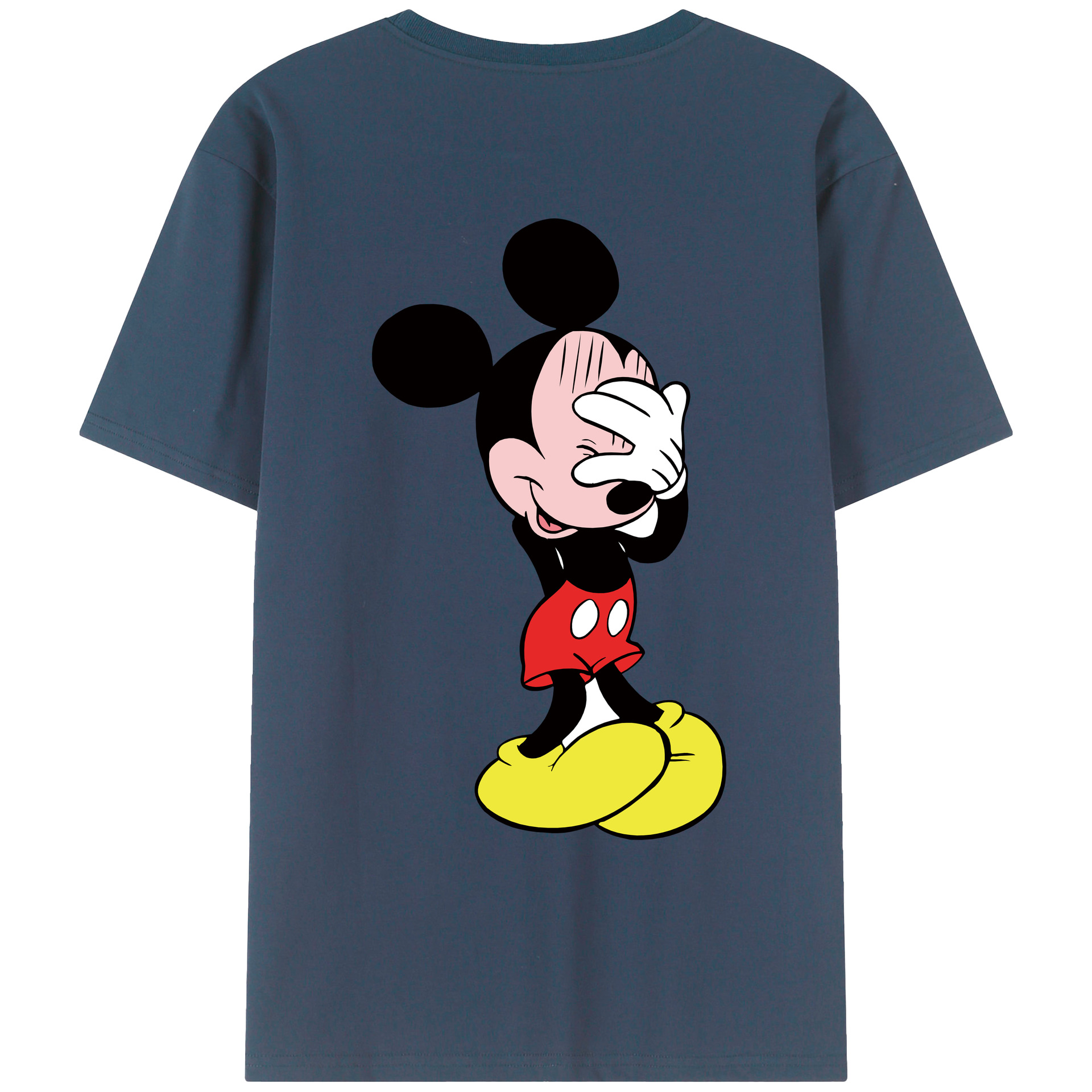 ミッキーマウス Mickey Mouse 綿100％ メンズ半袖Tシャツ（バックプリント） 通気性