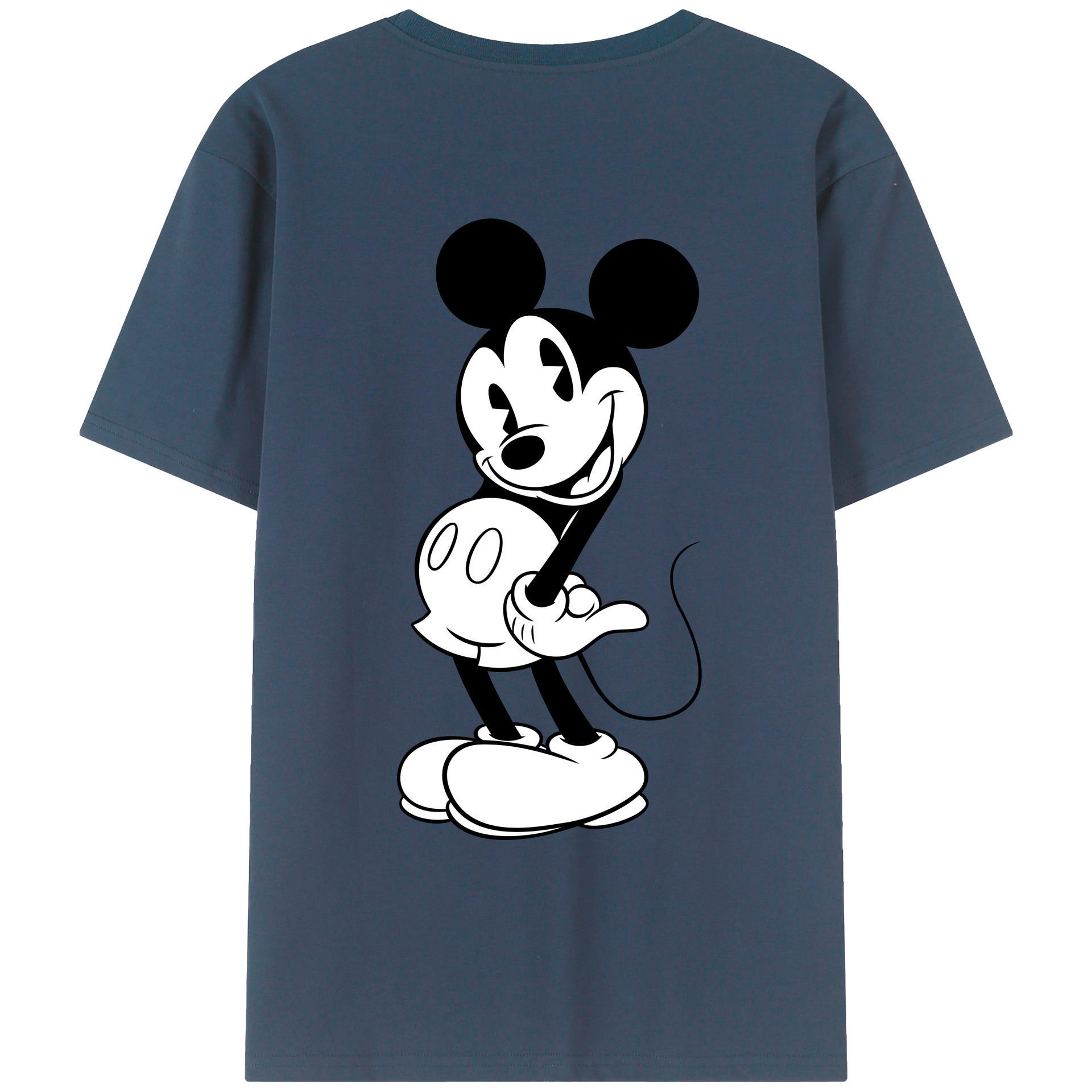 ミッキーマウス Mickey Mouse 綿100％ メンズ半袖Tシャツ（バックプリント） 通気性