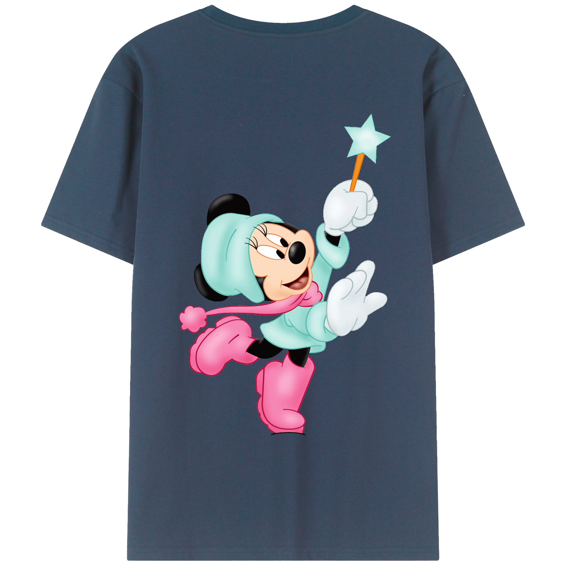 ミッキーマウス Mickey Mouse 綿100％ メンズ半袖Tシャツ（バックプリント） 通気性