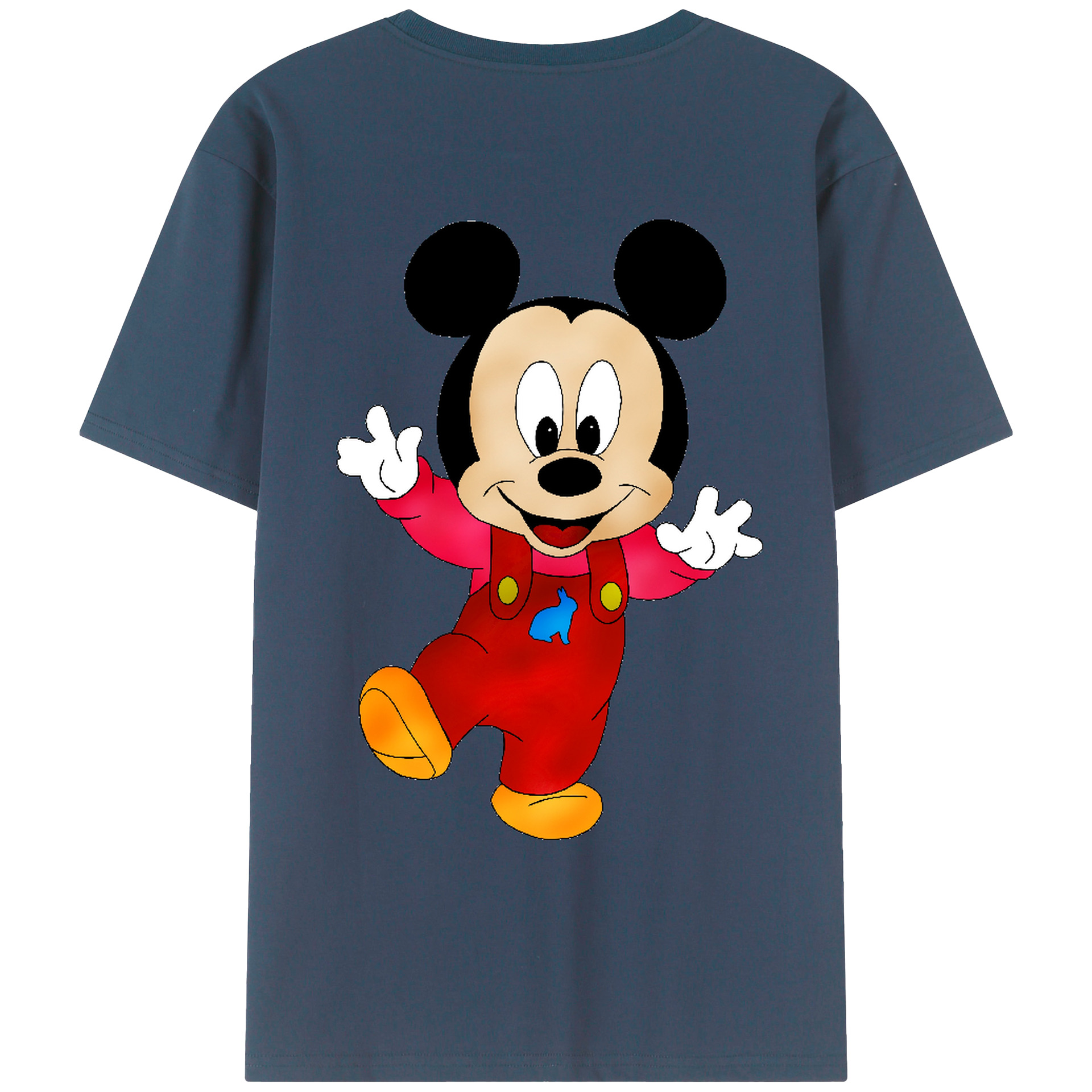 ミッキーマウス Mickey Mouse 綿100％ メンズ半袖Tシャツ（バックプリント） 通気性