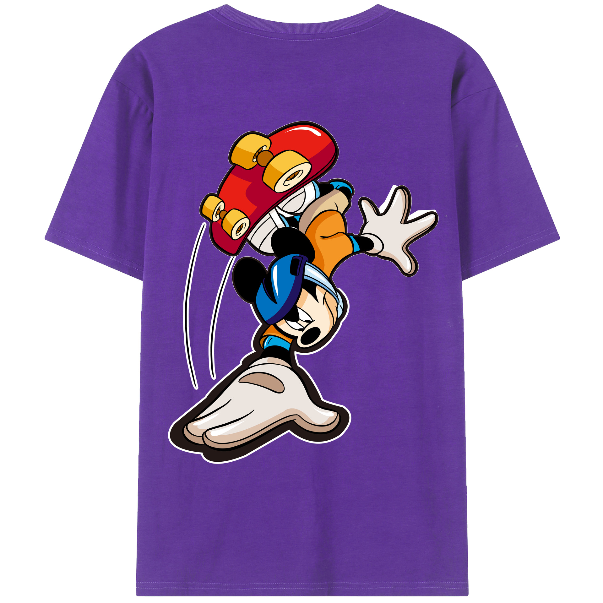 ミッキーマウス Mickey Mouse 綿100％ メンズ半袖Tシャツ（バックプリント） 通気性