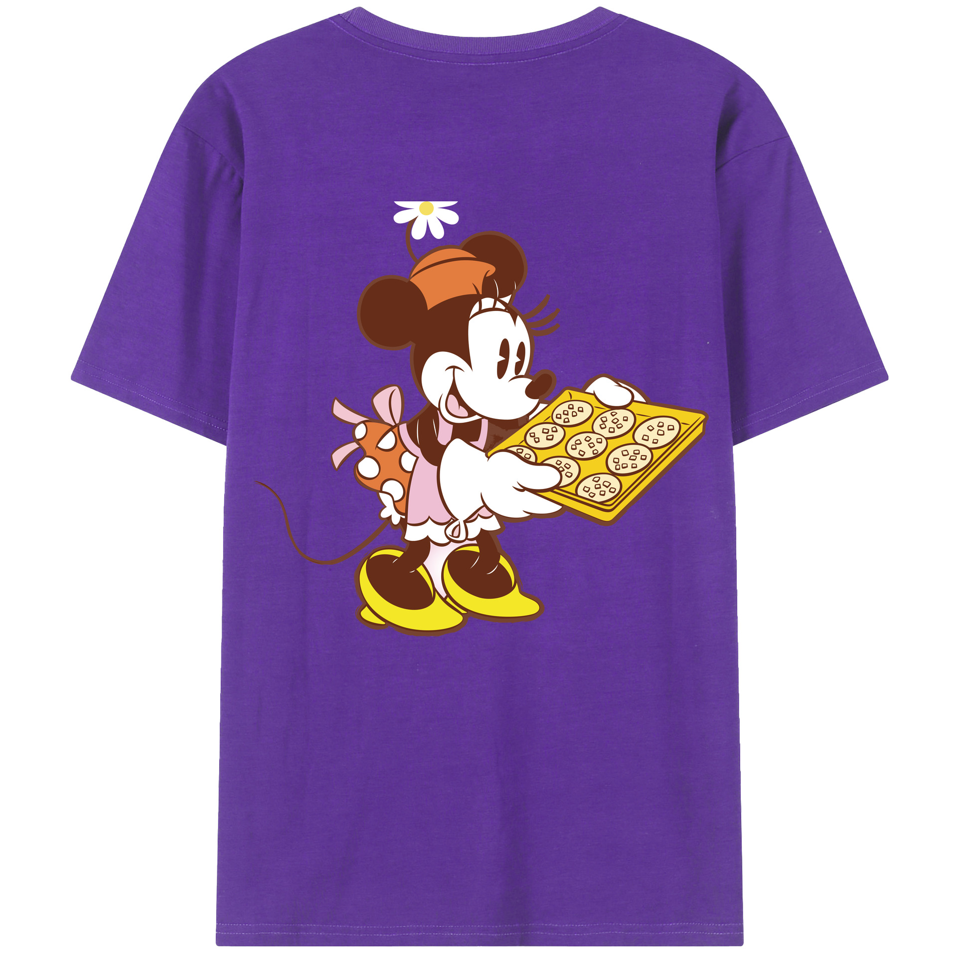 ミッキーマウス Mickey Mouse 綿100％ メンズ半袖Tシャツ（バックプリント） 通気性