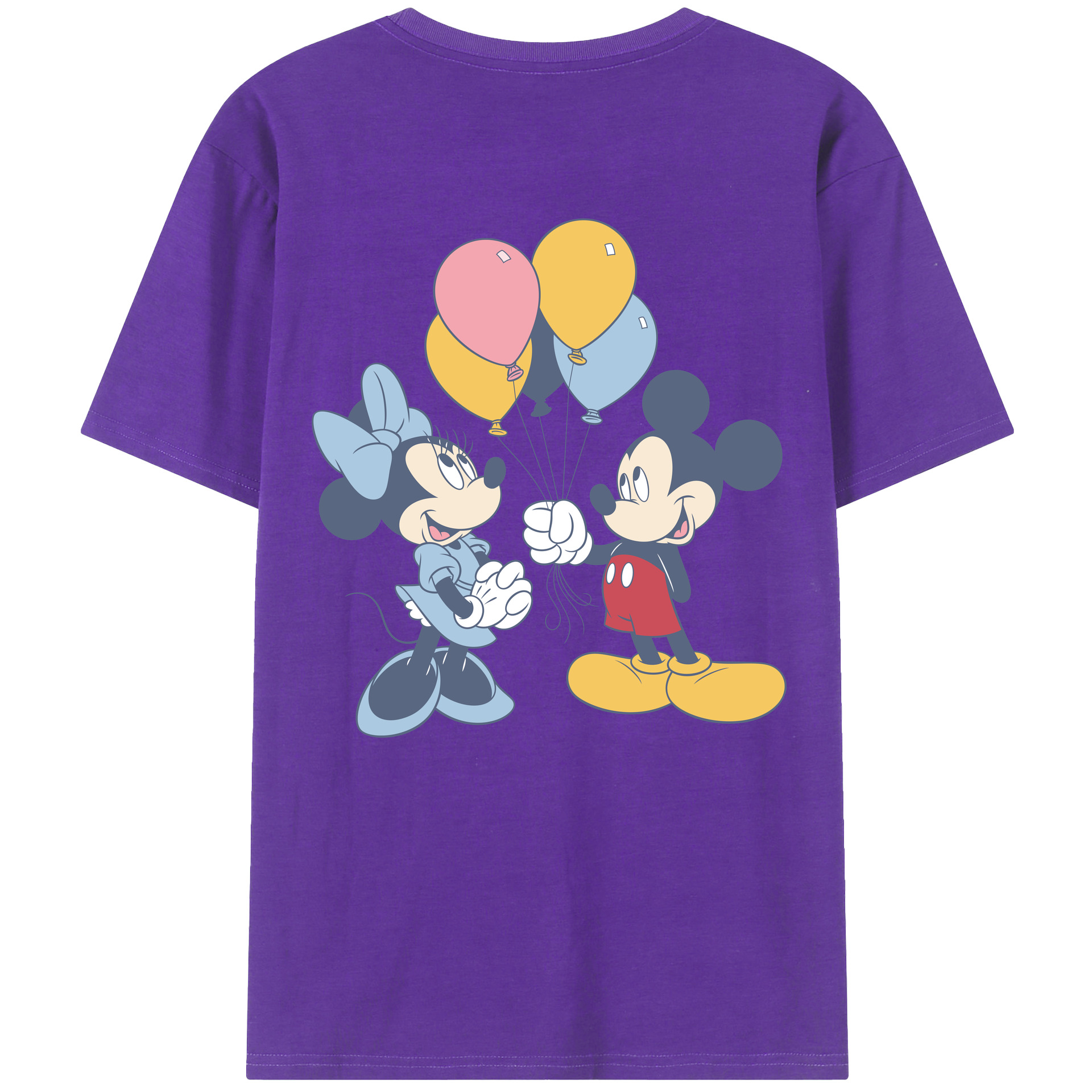 ミッキーマウス Mickey Mouse 綿100％ メンズ半袖Tシャツ（バックプリント） 通気性