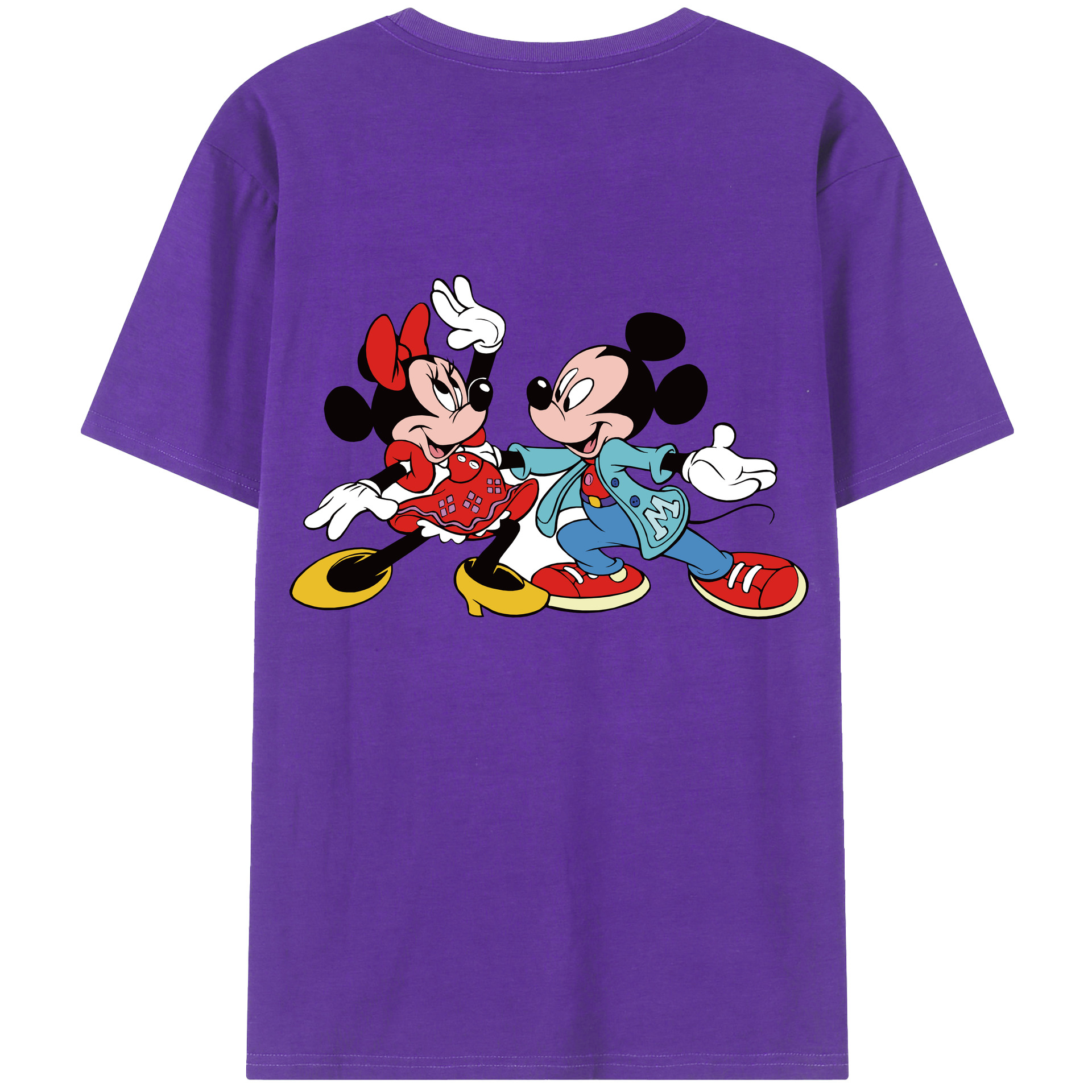 ミッキーマウス Mickey Mouse 綿100％ メンズ半袖Tシャツ（バックプリント） 通気性