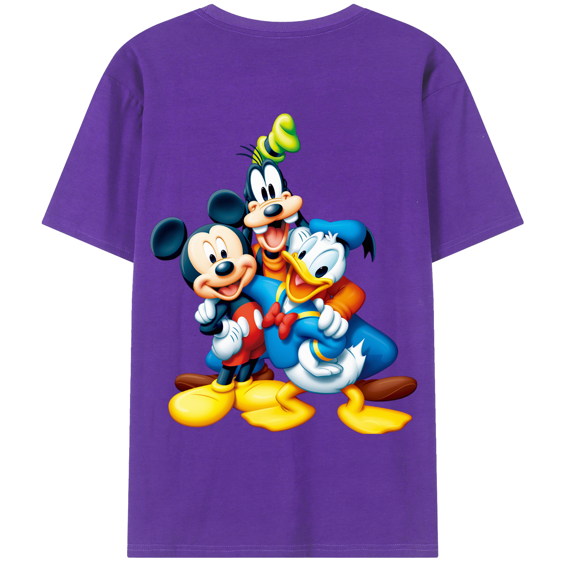 ミッキーマウス Mickey Mouse 綿100％ メンズ半袖Tシャツ（バックプリント） 通気性