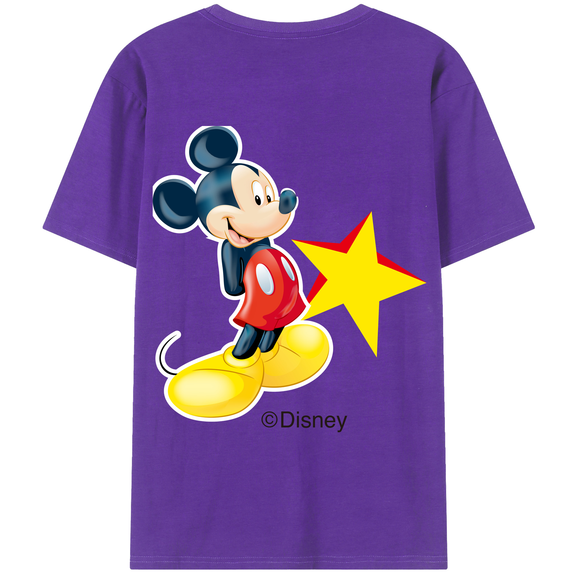 ミッキーマウス Mickey Mouse 綿100％ メンズ半袖Tシャツ（バックプリント） 通気性