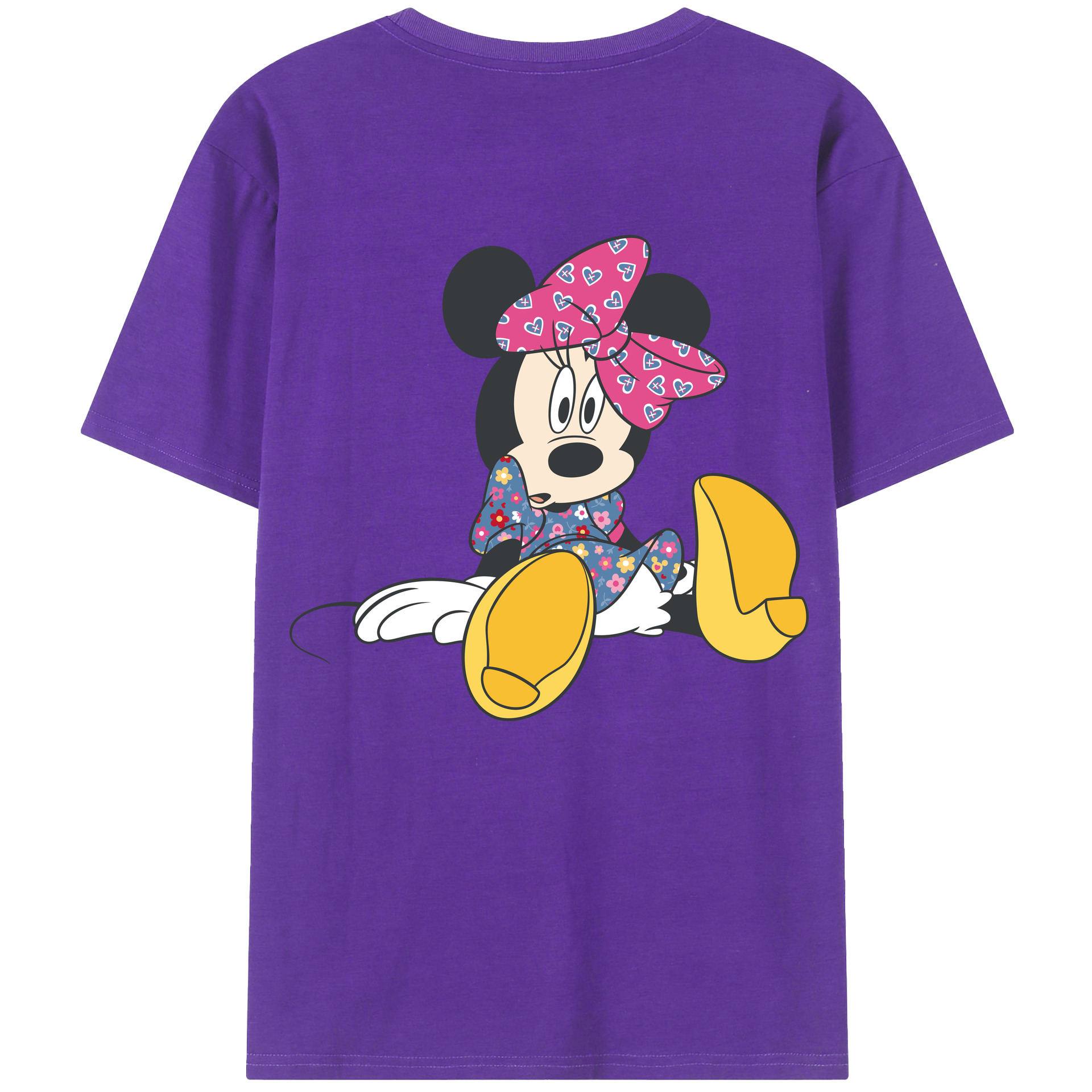 ミッキーマウス Mickey Mouse 綿100％ メンズ半袖Tシャツ（バックプリント） 通気性